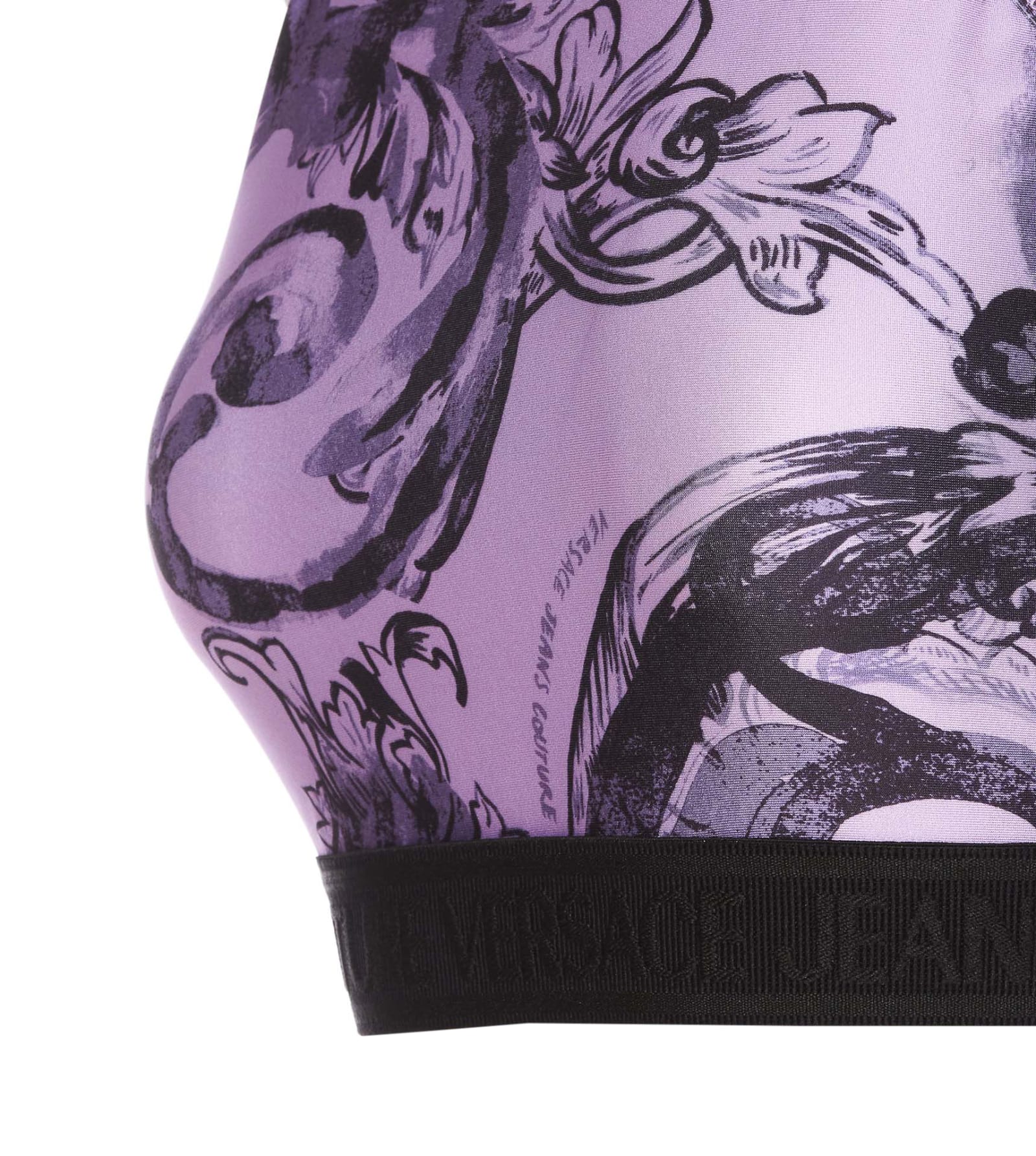 Shop Versace Jeans Couture Watercolour Couture Top In Purple