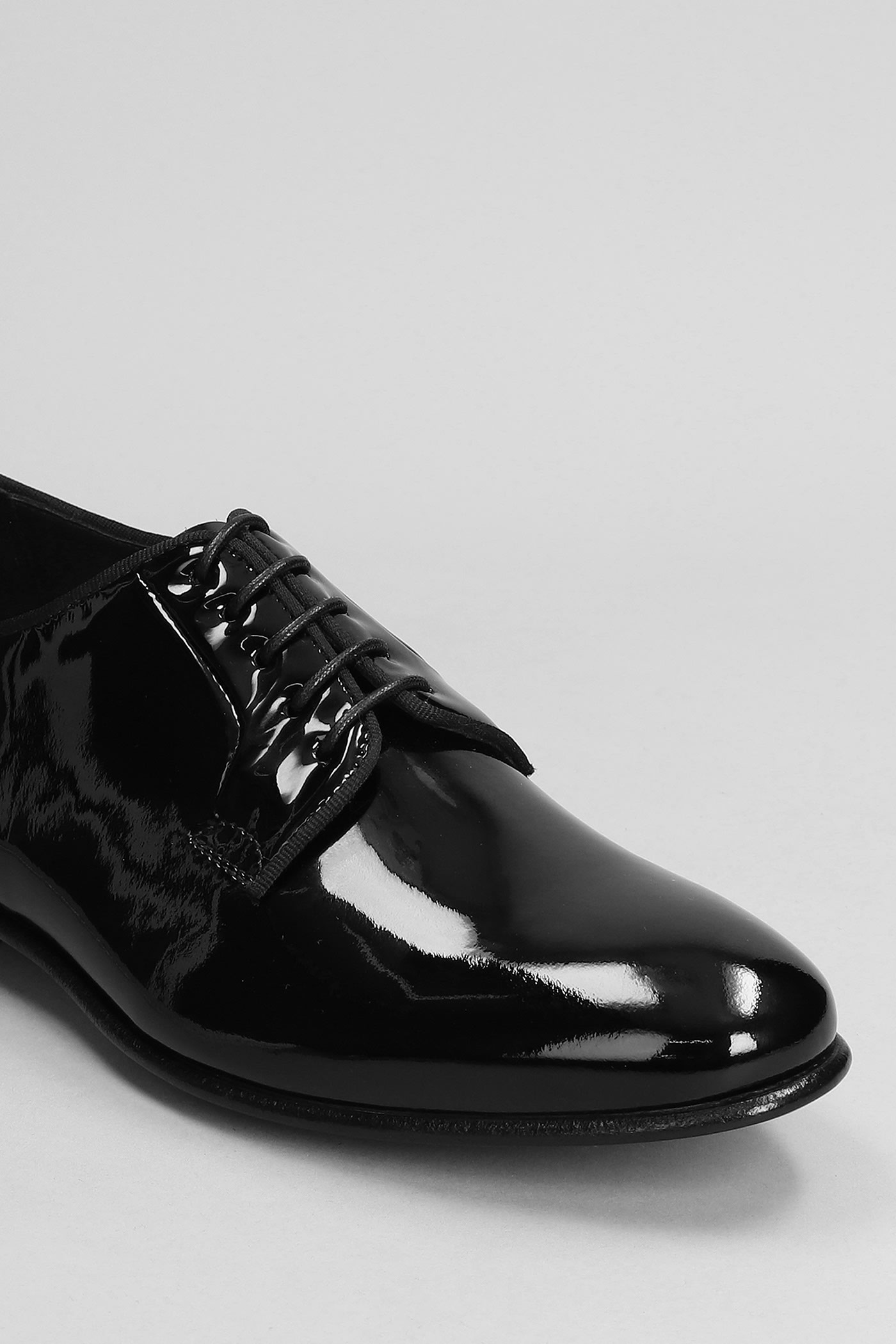 Shop Green George Lace Up Shoes In Black Patent Leather