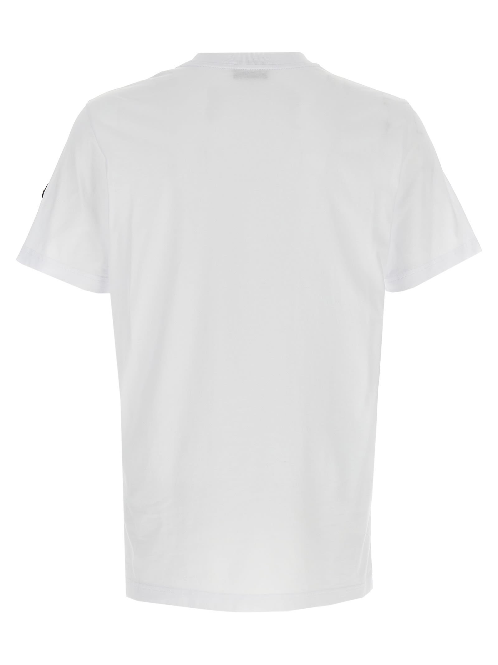 Shop Moncler Logo Print T-shirt In White/black