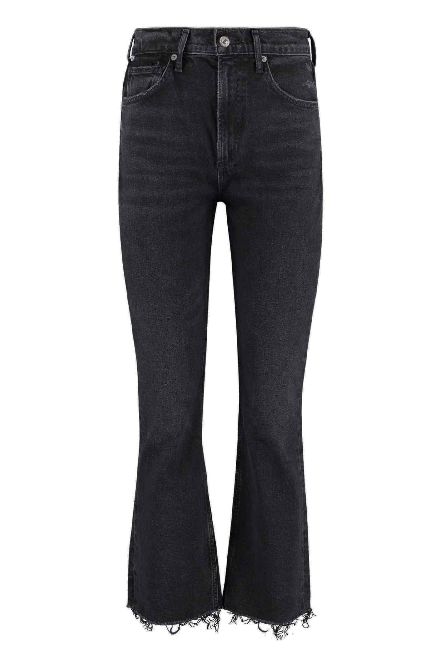 Shop Citizens Of Humanity Isola Cotton Cropped Trousers In Black