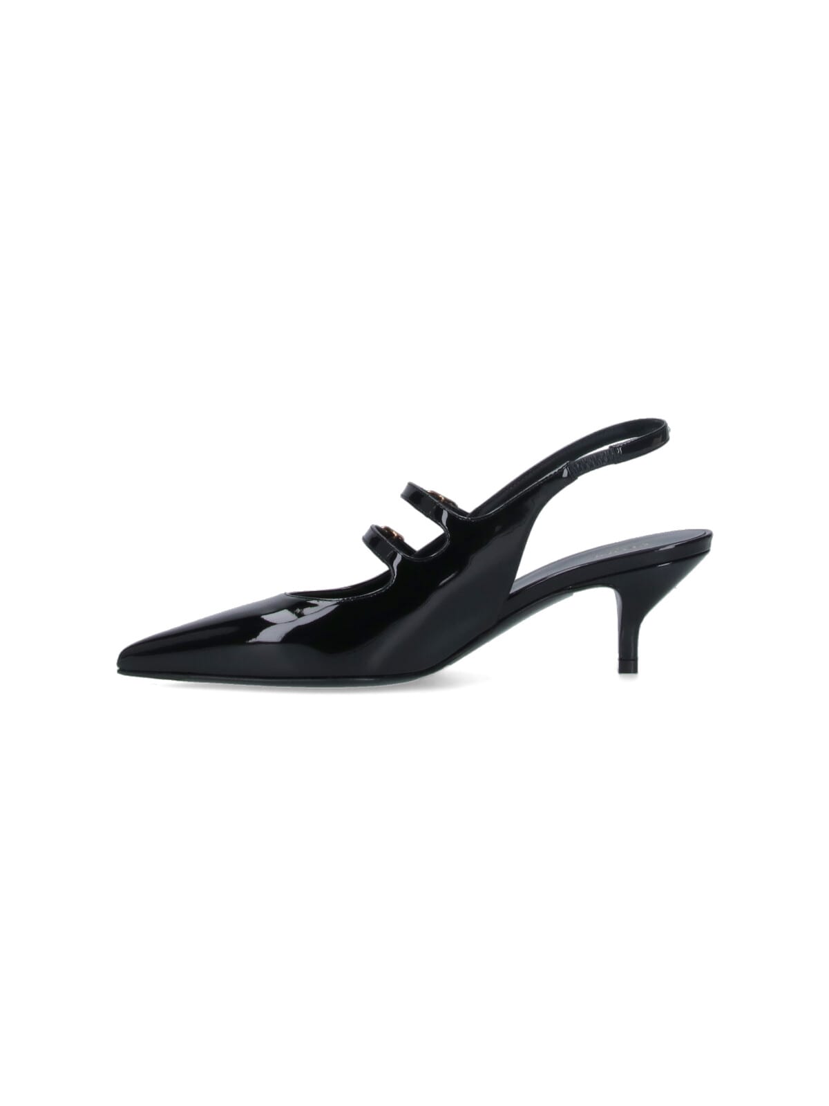 Celine Women Judy Leather Double Strap Mary Jane Slingback In Black