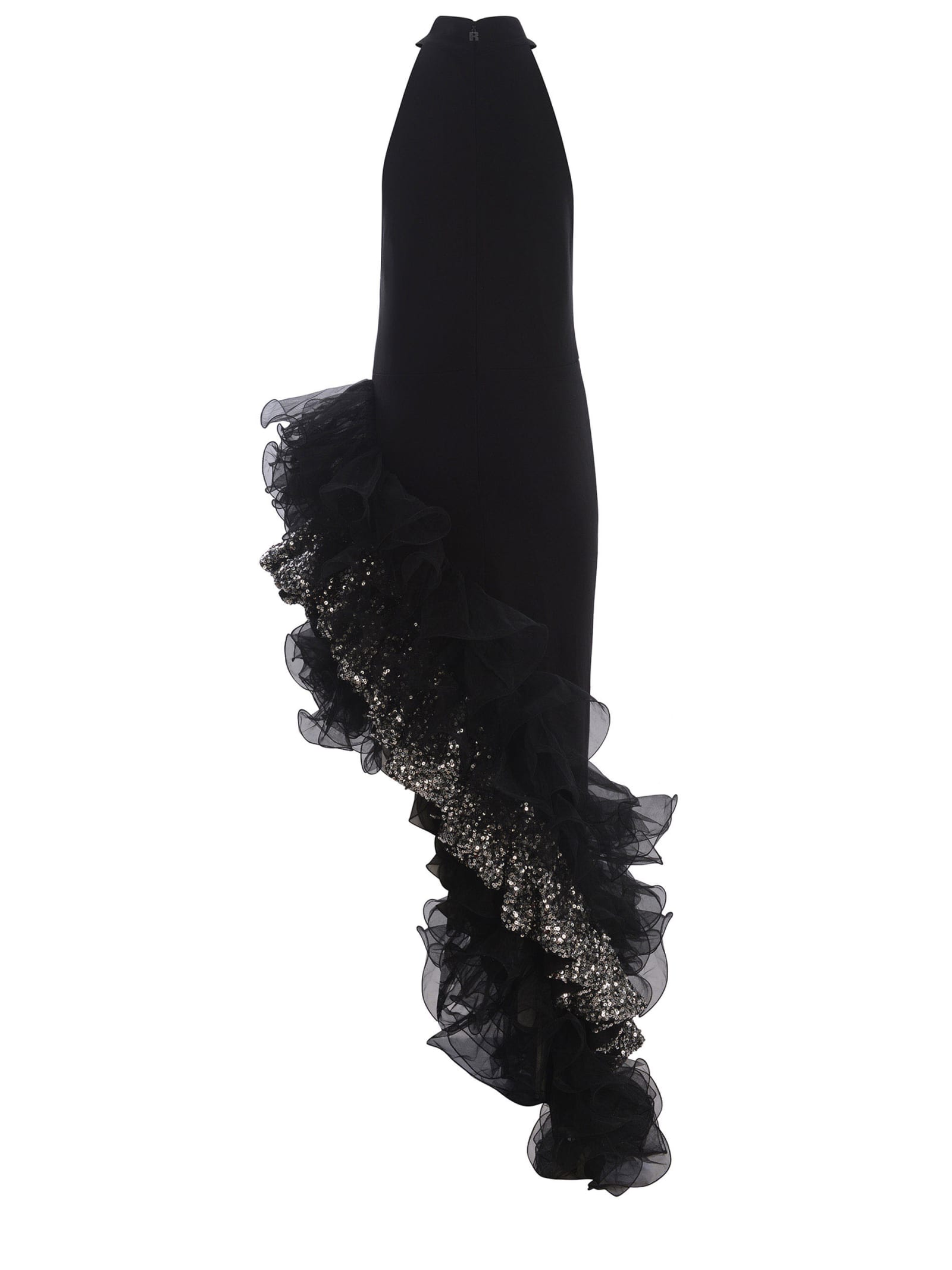 Shop Rotate Birger Christensen Long Dress Rotate Made With Ruffles And Sequins In Black