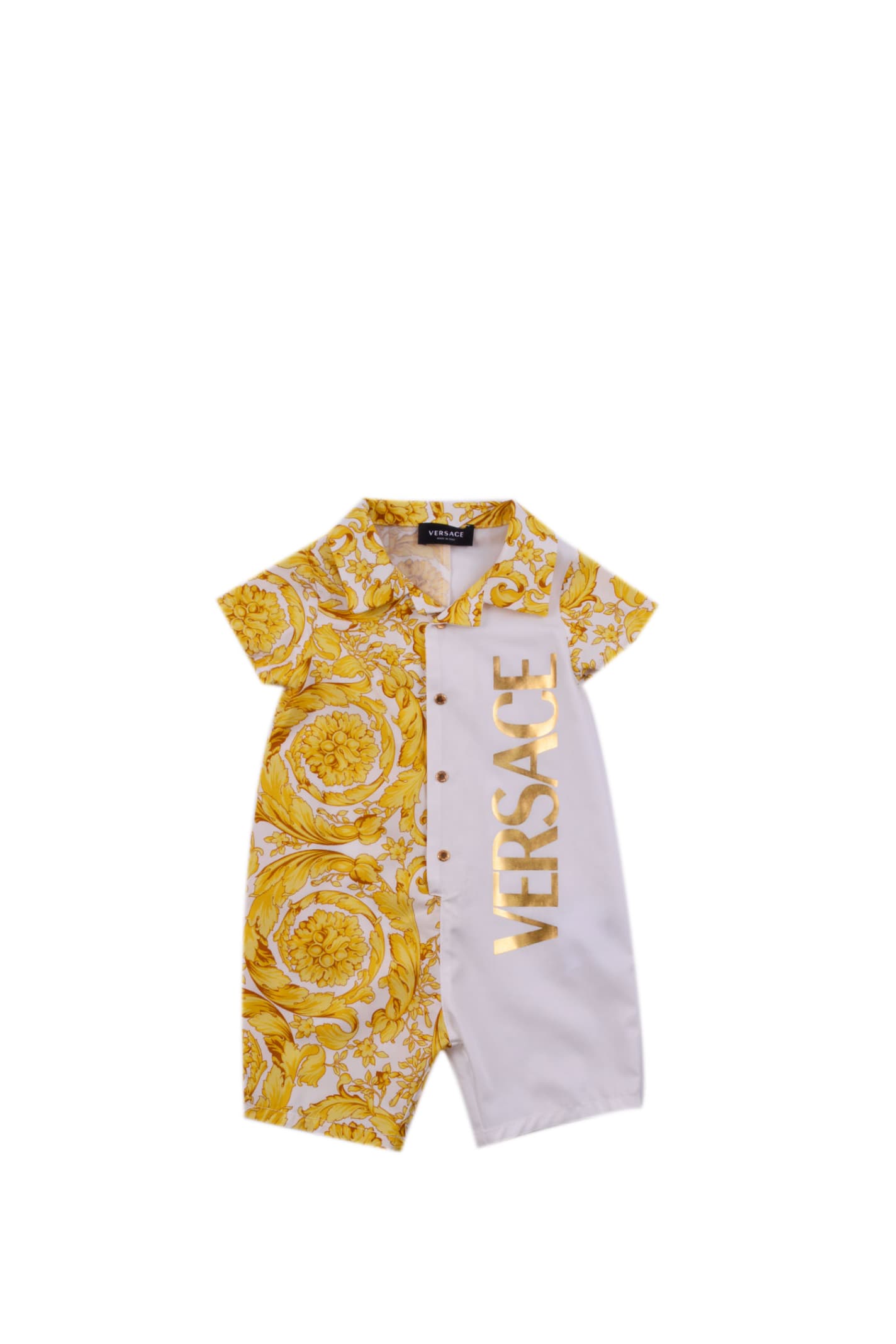 Versace Babies' Romper With Baroque Print In White