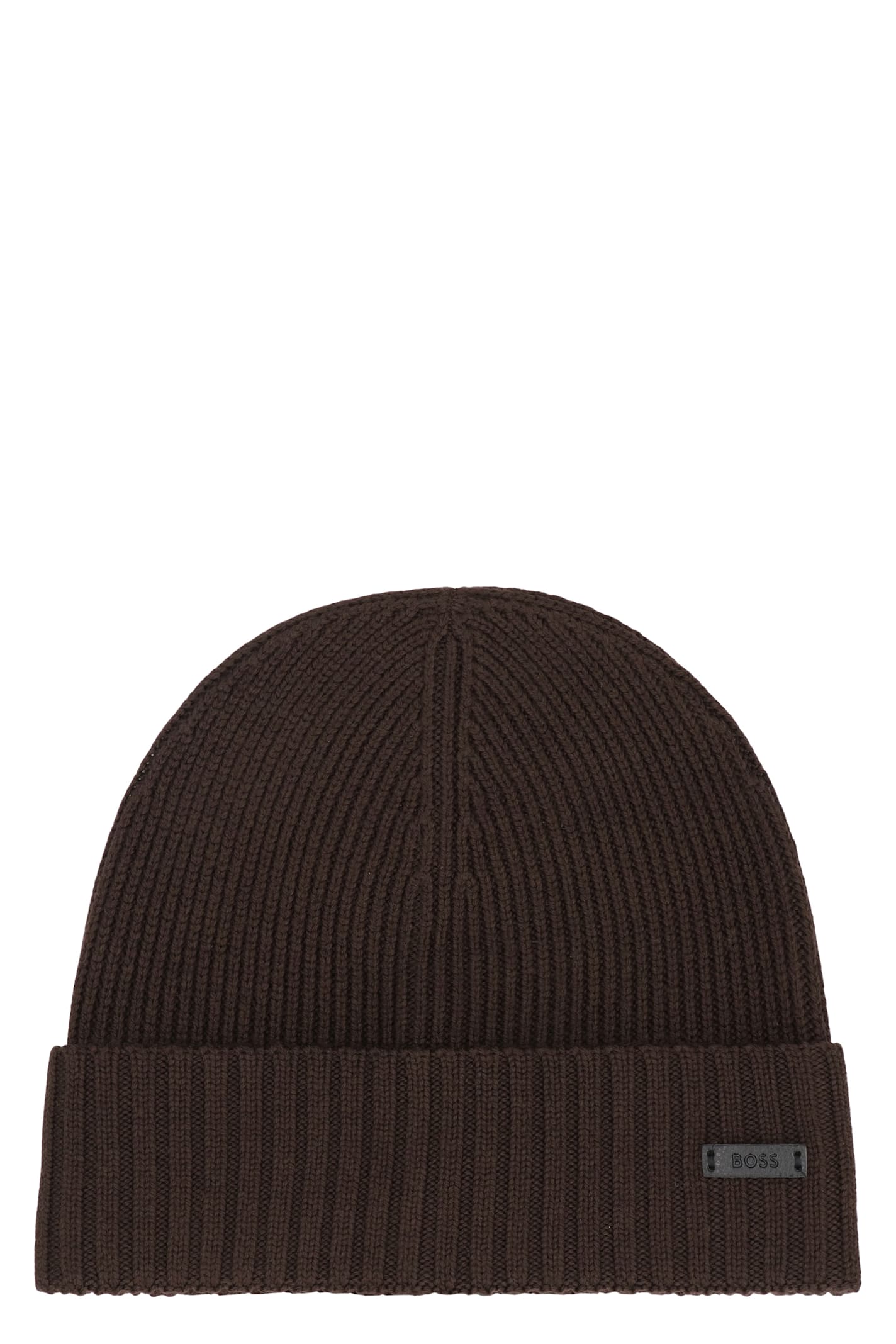 Hugo Boss Wool Hat With Logo In Brown