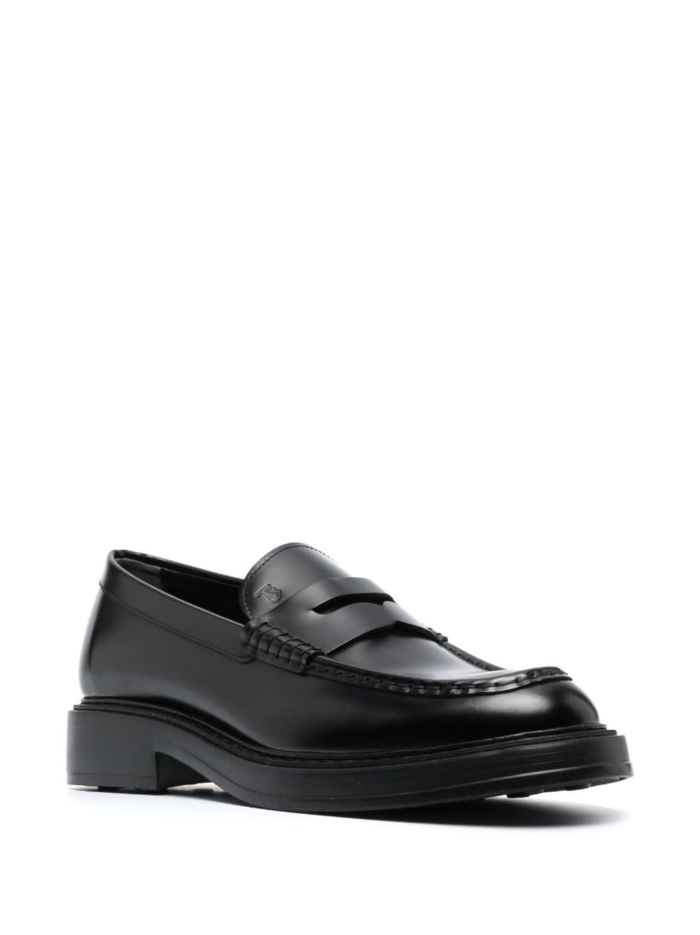 Tod's Smooth Leather Loafers In Black