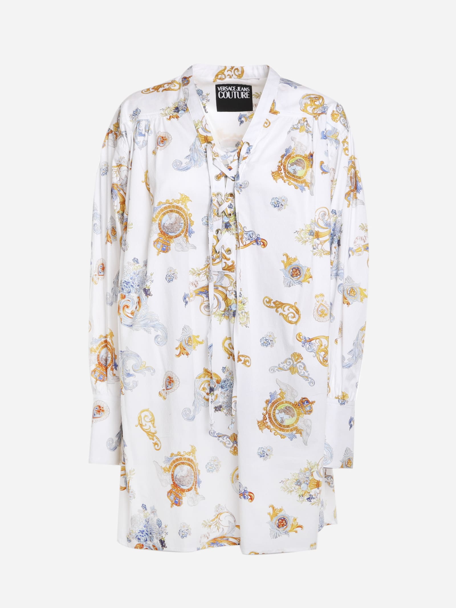 VERSACE JEANS COUTURE COTTON BLEND SHIRT WITH ALL-OVER BAROQUE PRINT,B0HWA609 SR5003