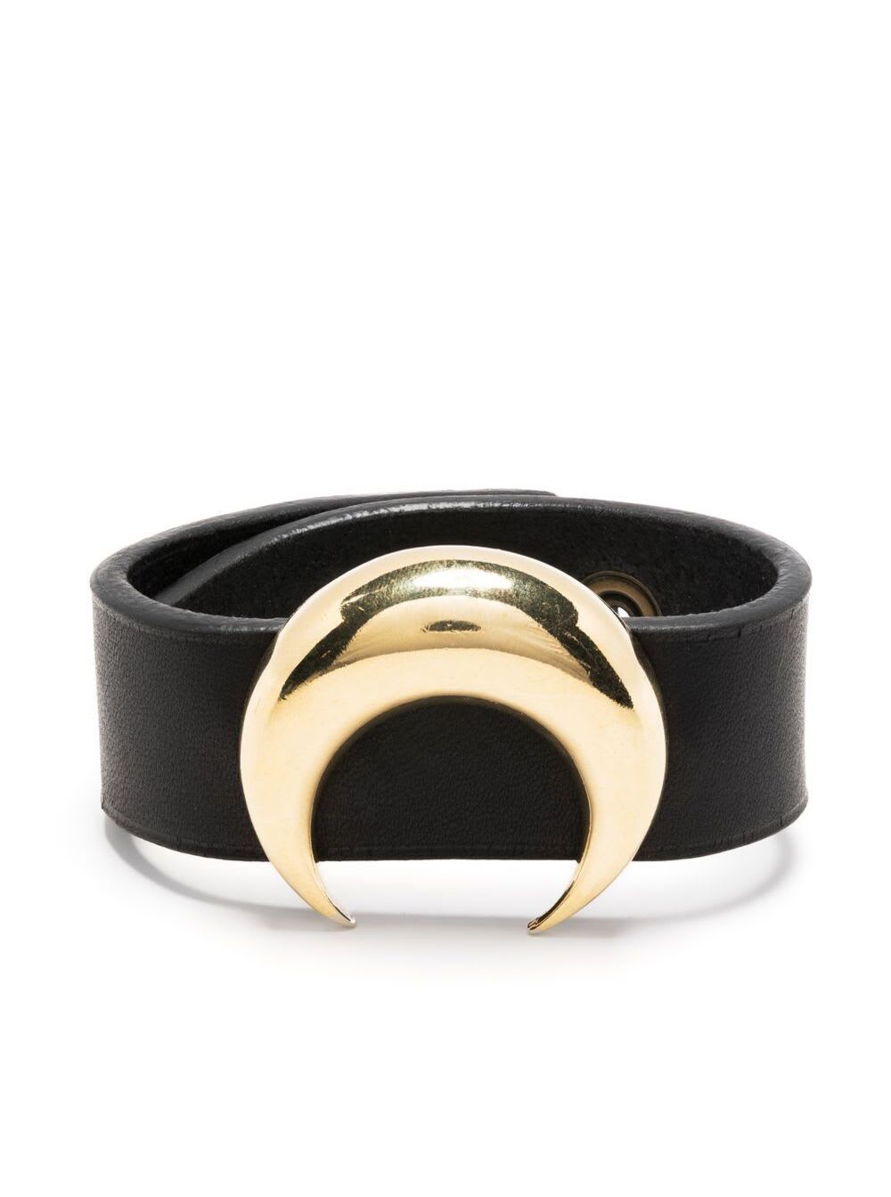 MARINE SERRE BLACK BRACELET WITH LOGO DETAIL IN SMOOTH LEATHER WOMAN