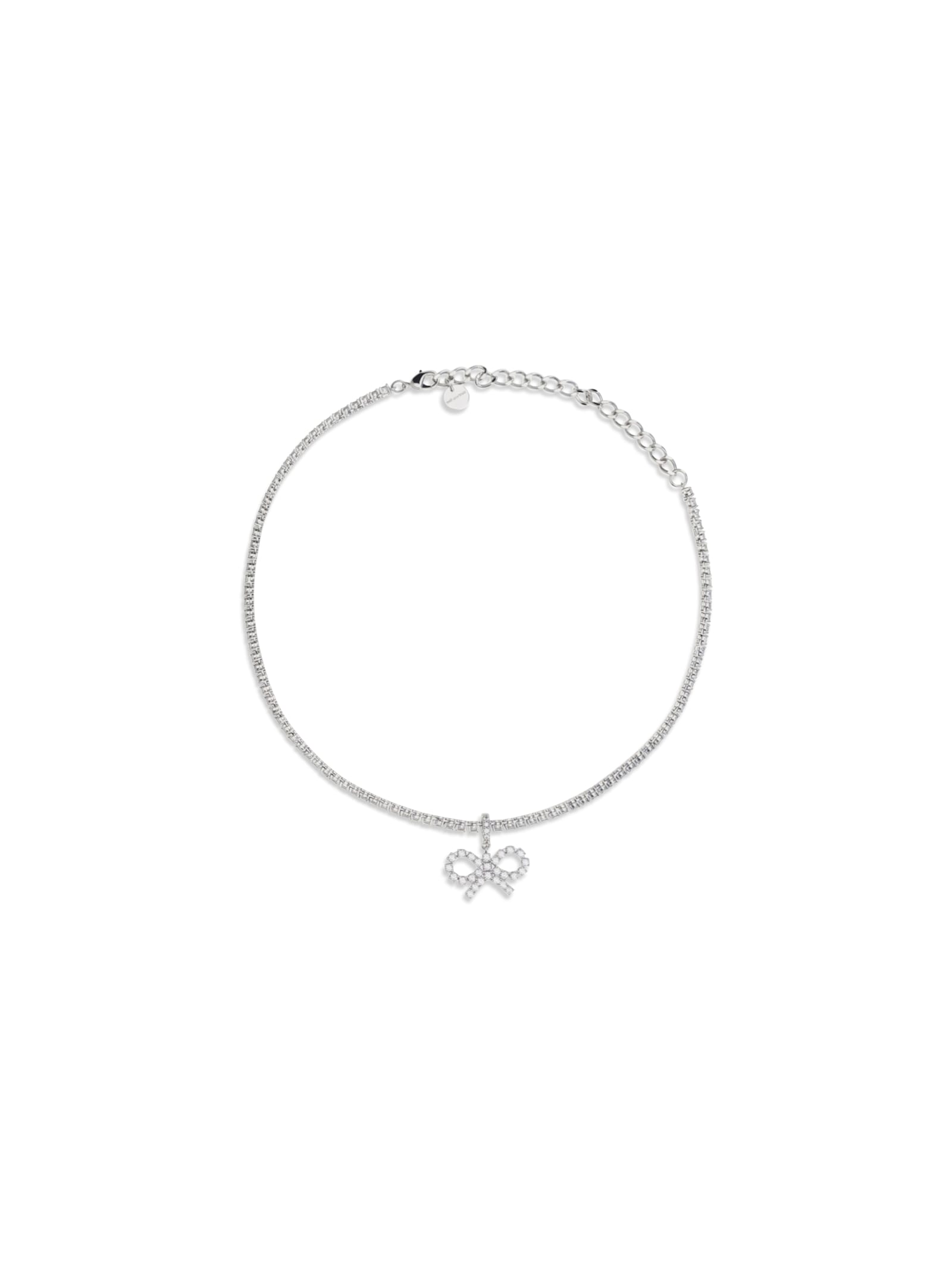 Tennis Necklace With Bow Pendant