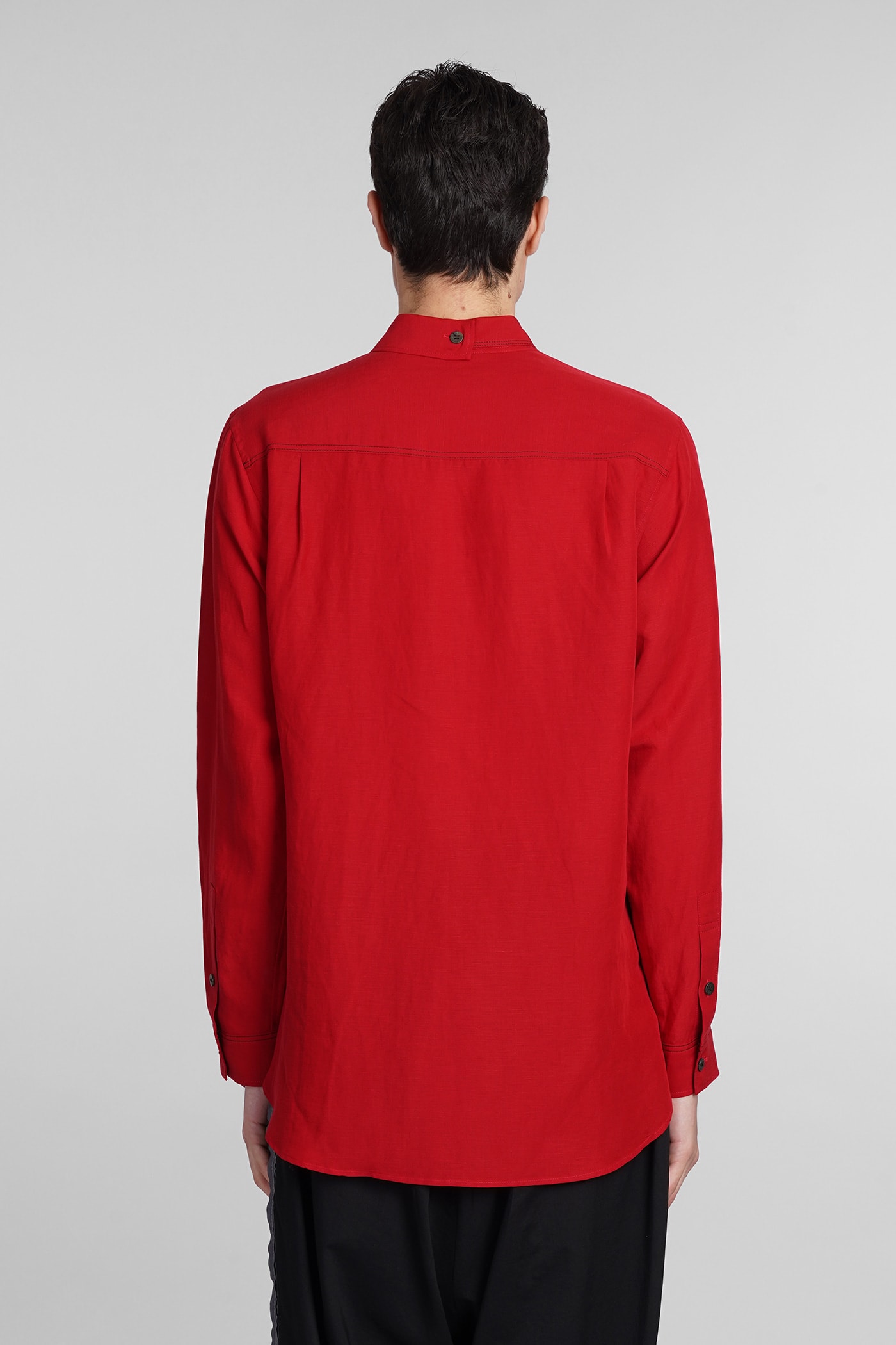 Shop Yohji Yamamoto Shirt In Red Linen