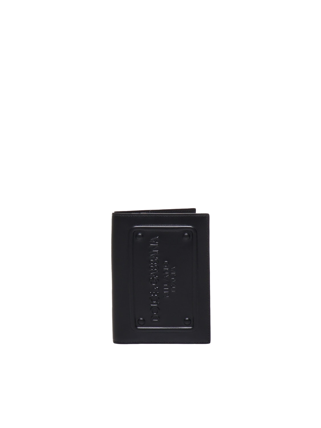 Dolce & Gabbana Passport Holder In Calfskin In Black