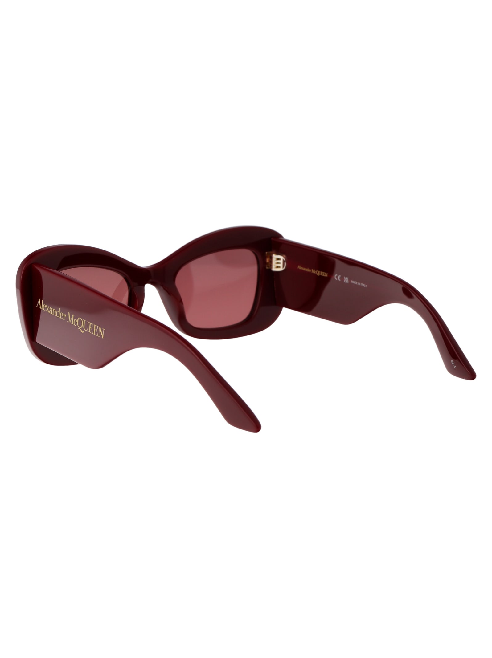 Shop Alexander Mcqueen Am0434s Sunglasses In 006 Burgundy Burgundy Red