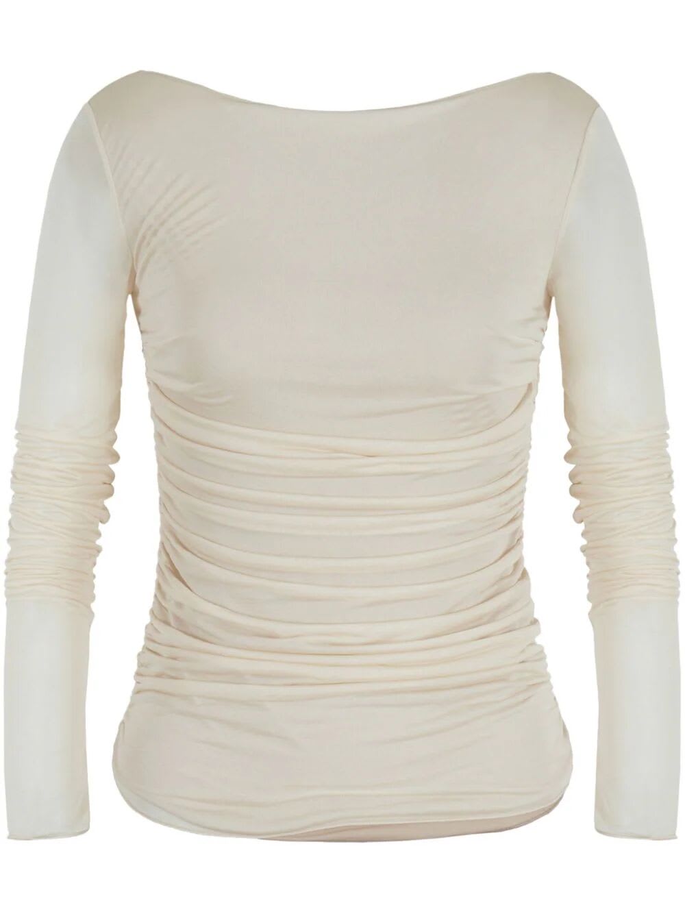 Shop Emporio Armani Long Sleeves Sweater In Soft Sand