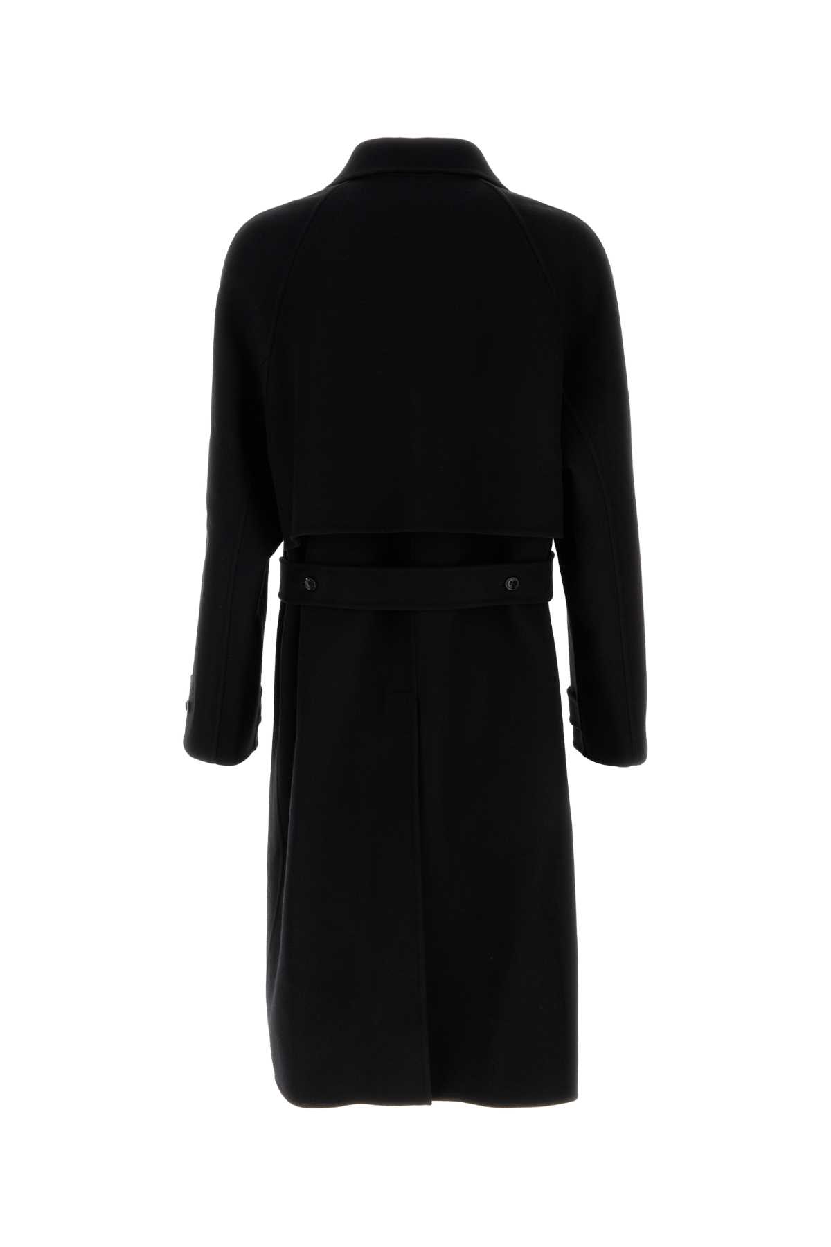 Shop Gucci Black Wool Blend Coat In Neronero