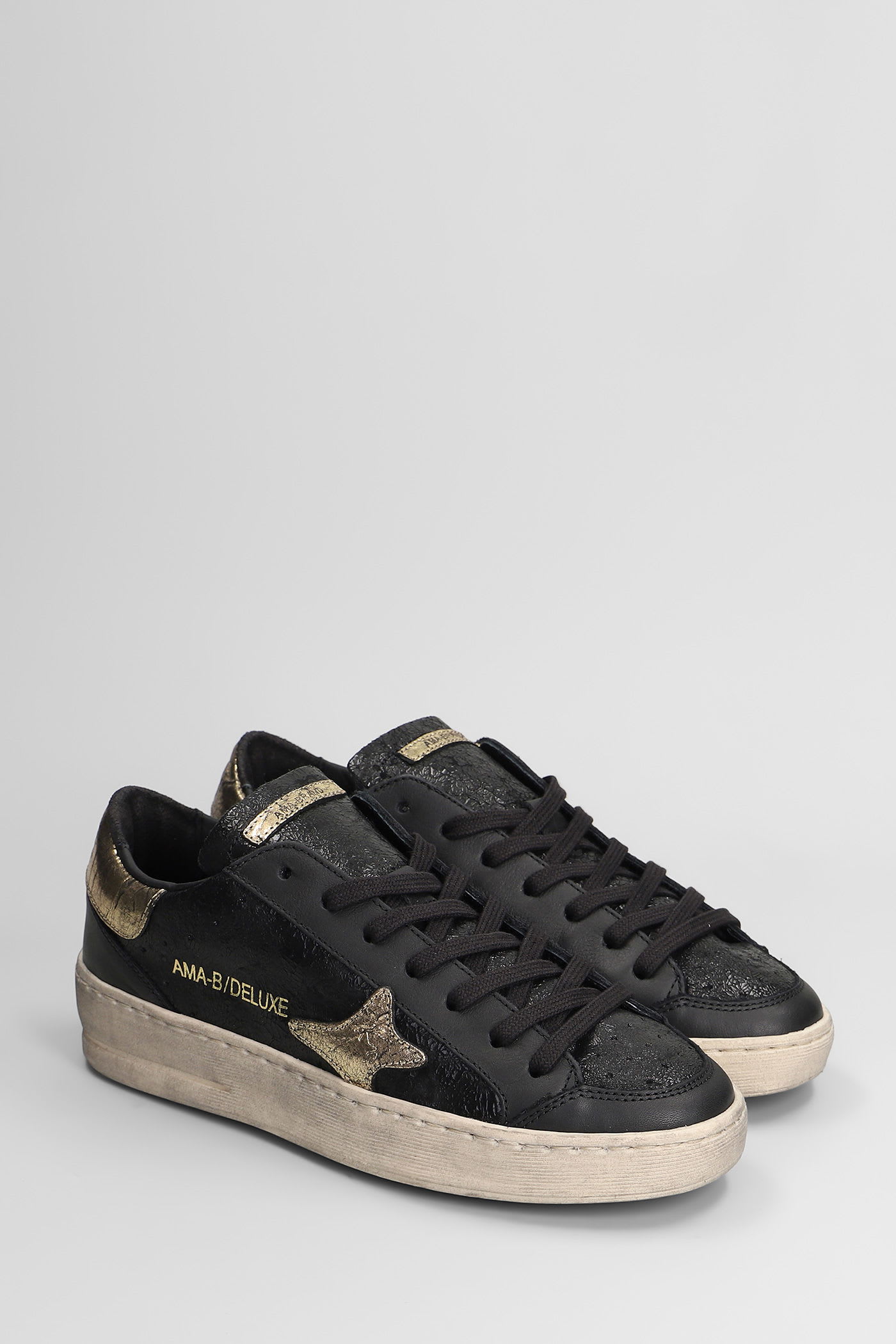 Ama Brand Sneakers In Black Leather In Black
