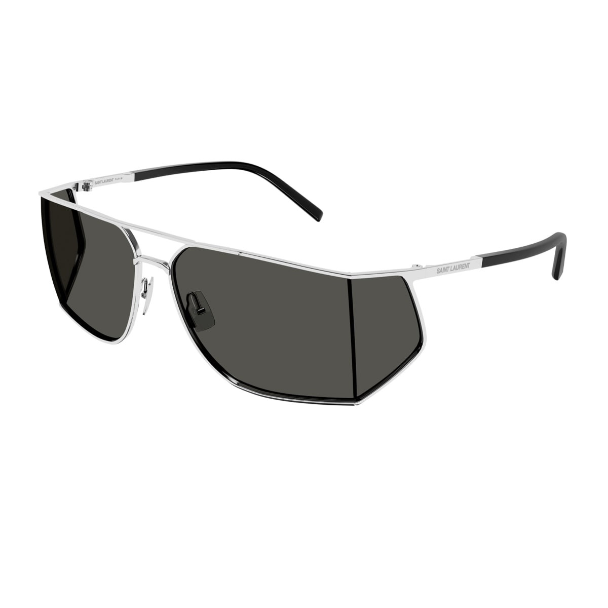 Saint Laurent Sl 750 Linea Sl Logo 002 Silver Silver Grey Sunglasses In Silver