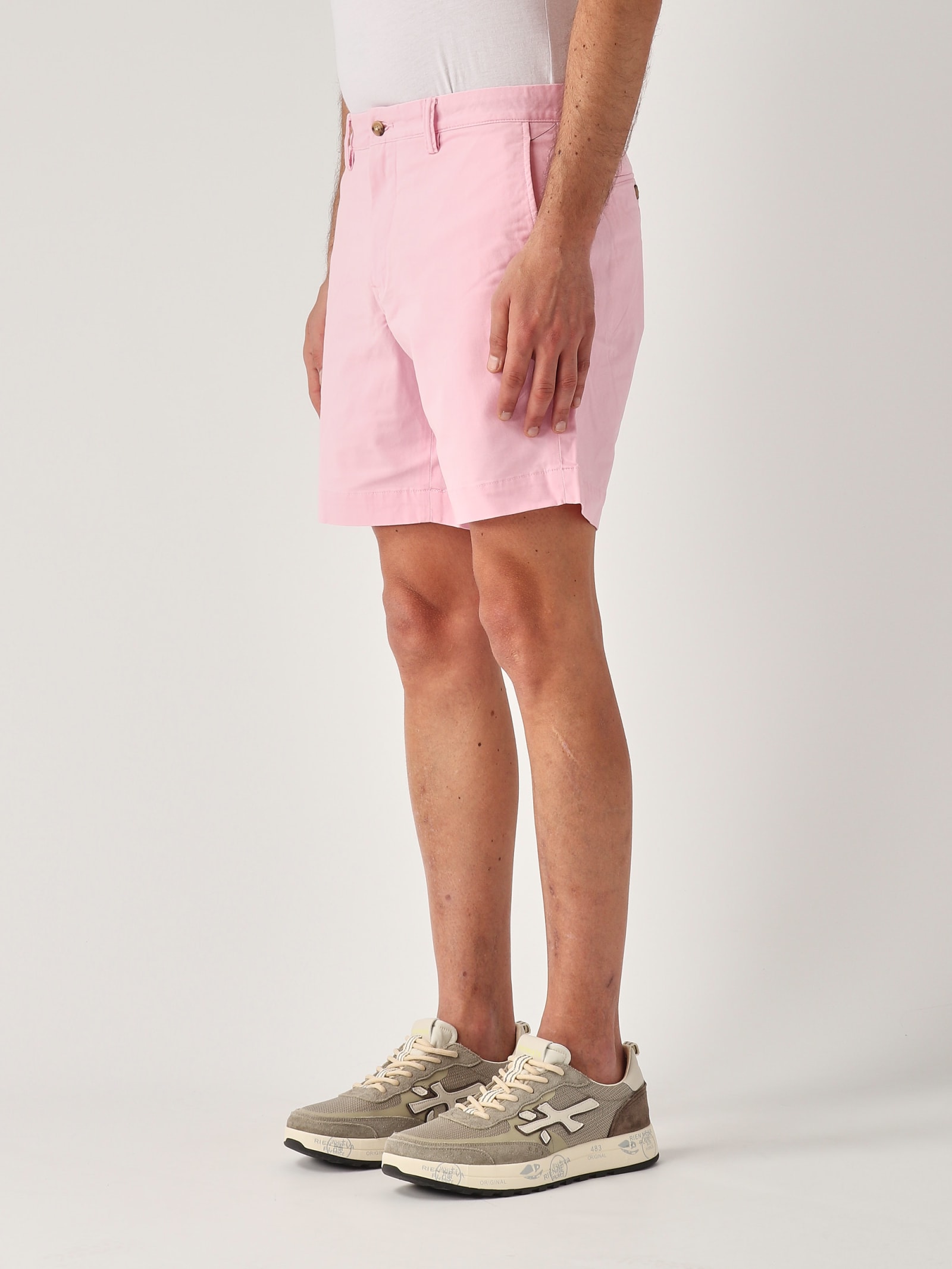 Shop Polo Ralph Lauren Flat Short Shorts In Rosa