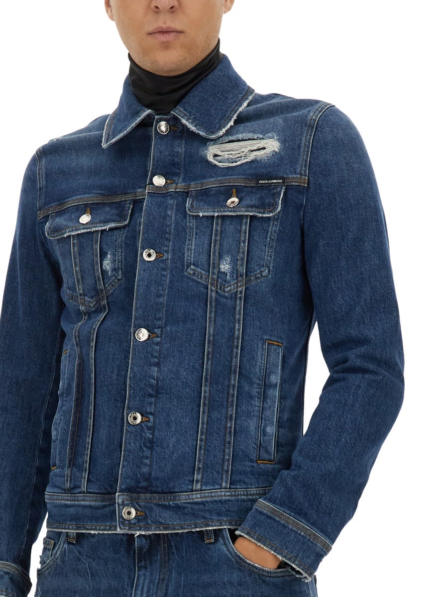 Shop Dolce & Gabbana Strethc Denim Jacket