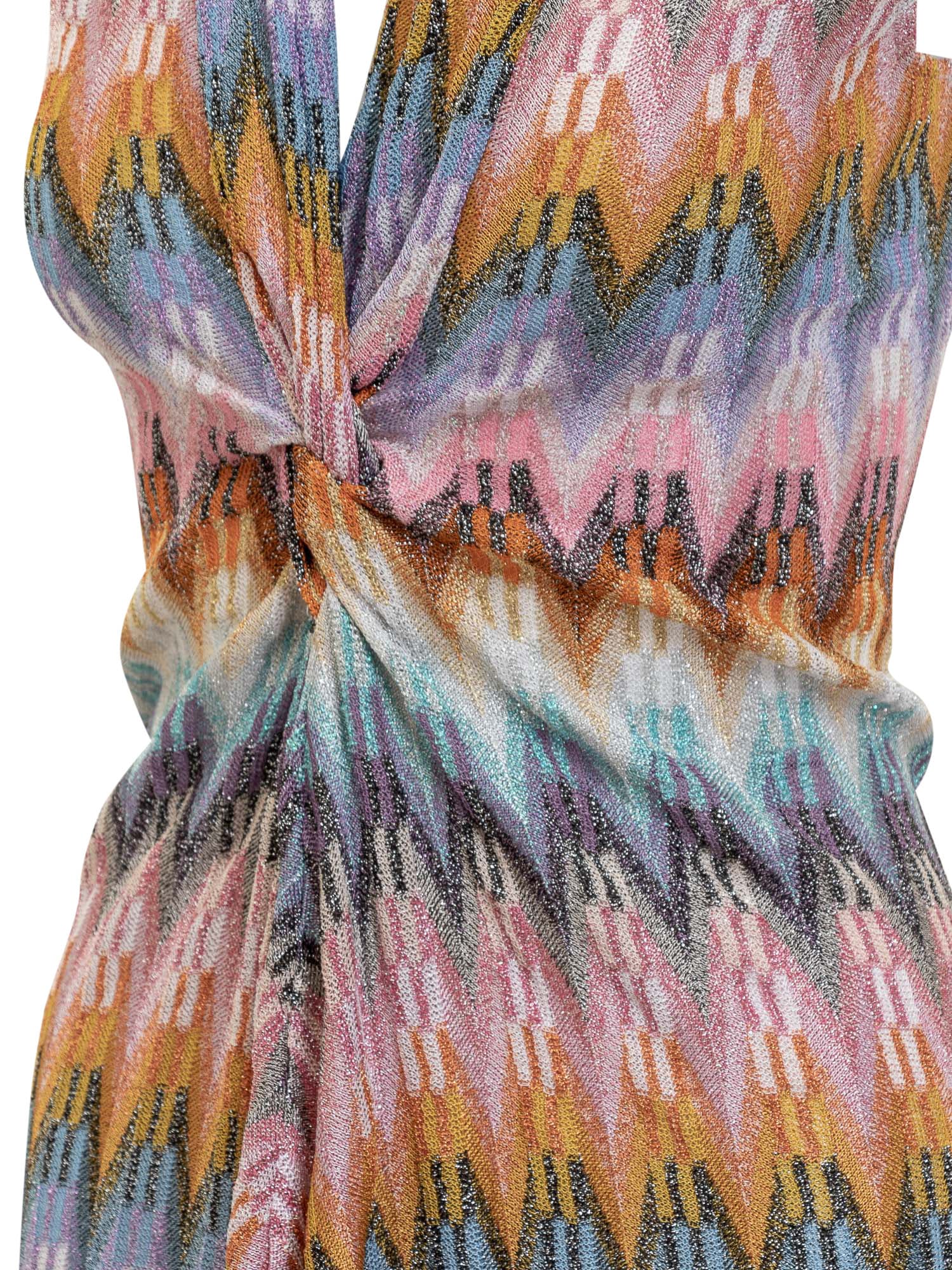 Shop Missoni Long Dress With Metalized Filaments In Multicolour