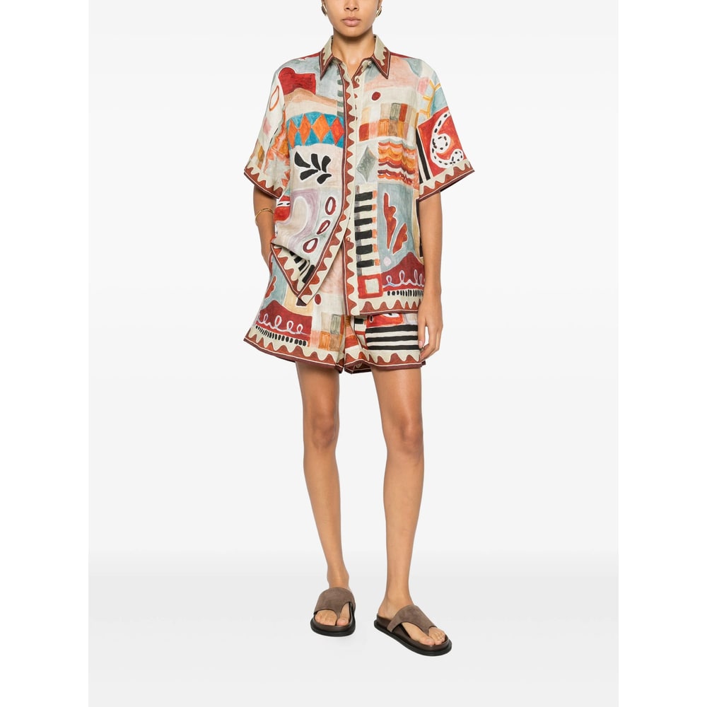 Alemais Michelle Abstract-print Shorts In Multi