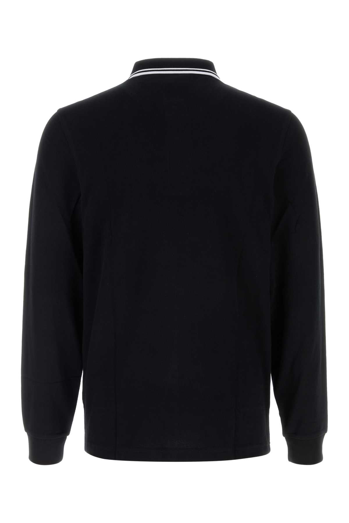Fred Perry Authentic Long Sleeved Twin Tipped Polo Black In Black