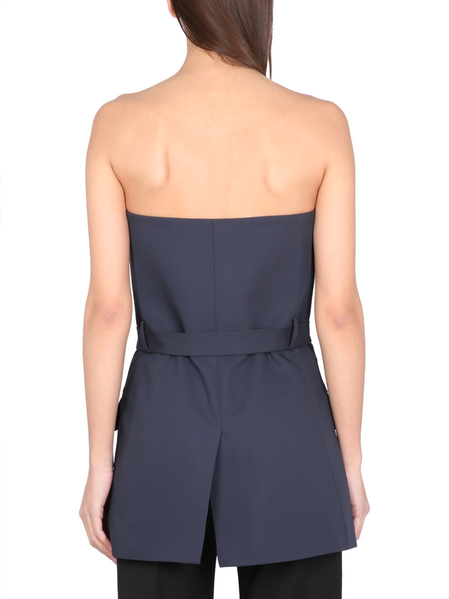 Our Legacy Tailored Strapless Top With Belted Waist In Blue