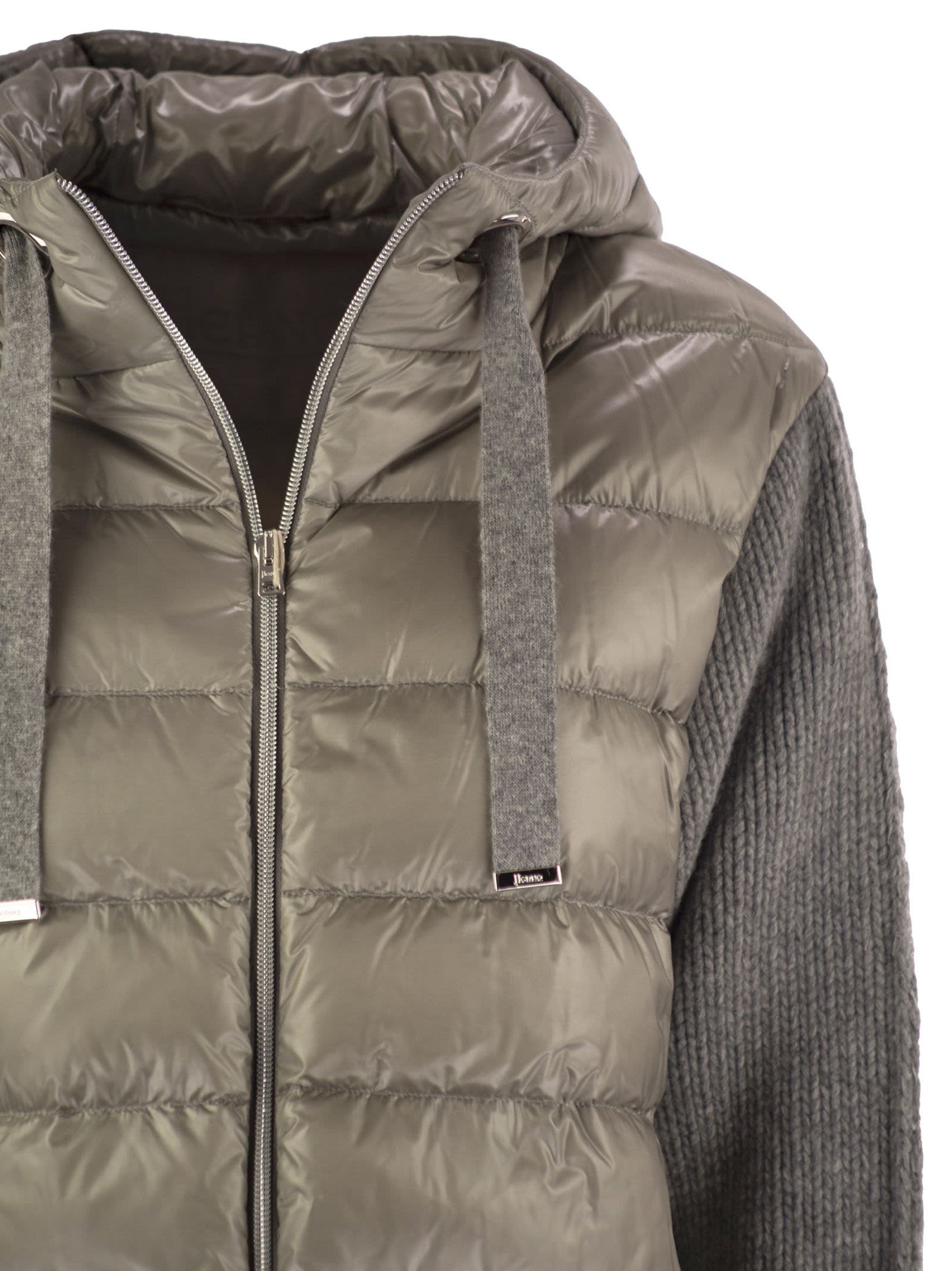 Herno Women Resort Down Jacket In Ultralight Nylon And Mesh In Gray