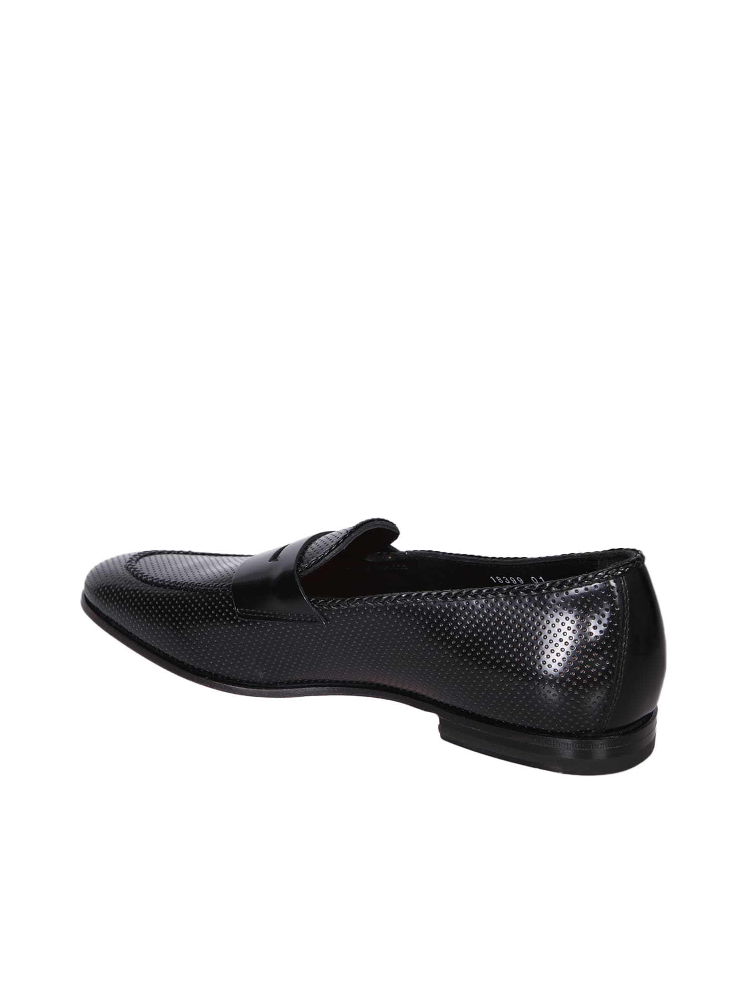 Shop Santoni Grifone Glossy Black Loafer