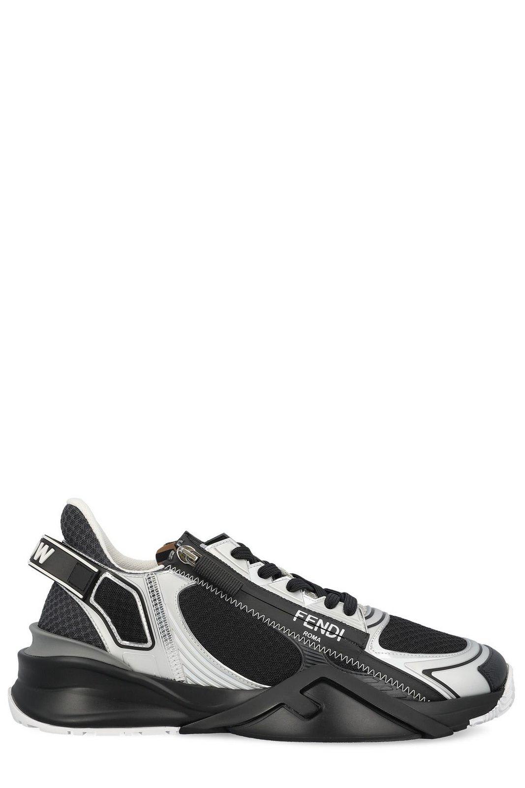 Shop Fendi Flow Lace-up Sneakers In Pxv Sil Nero Antr