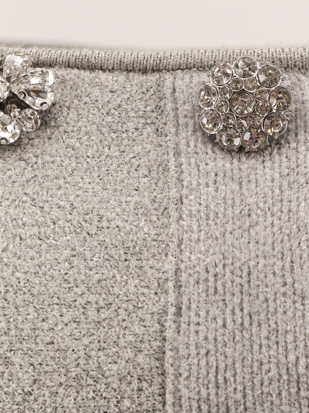 Self-portrait Chenille Sweater With Rhinestones In Gray