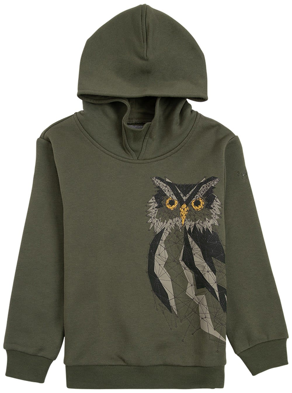 Il Gufo Green Organic Cotton Hoodie With Owl Print