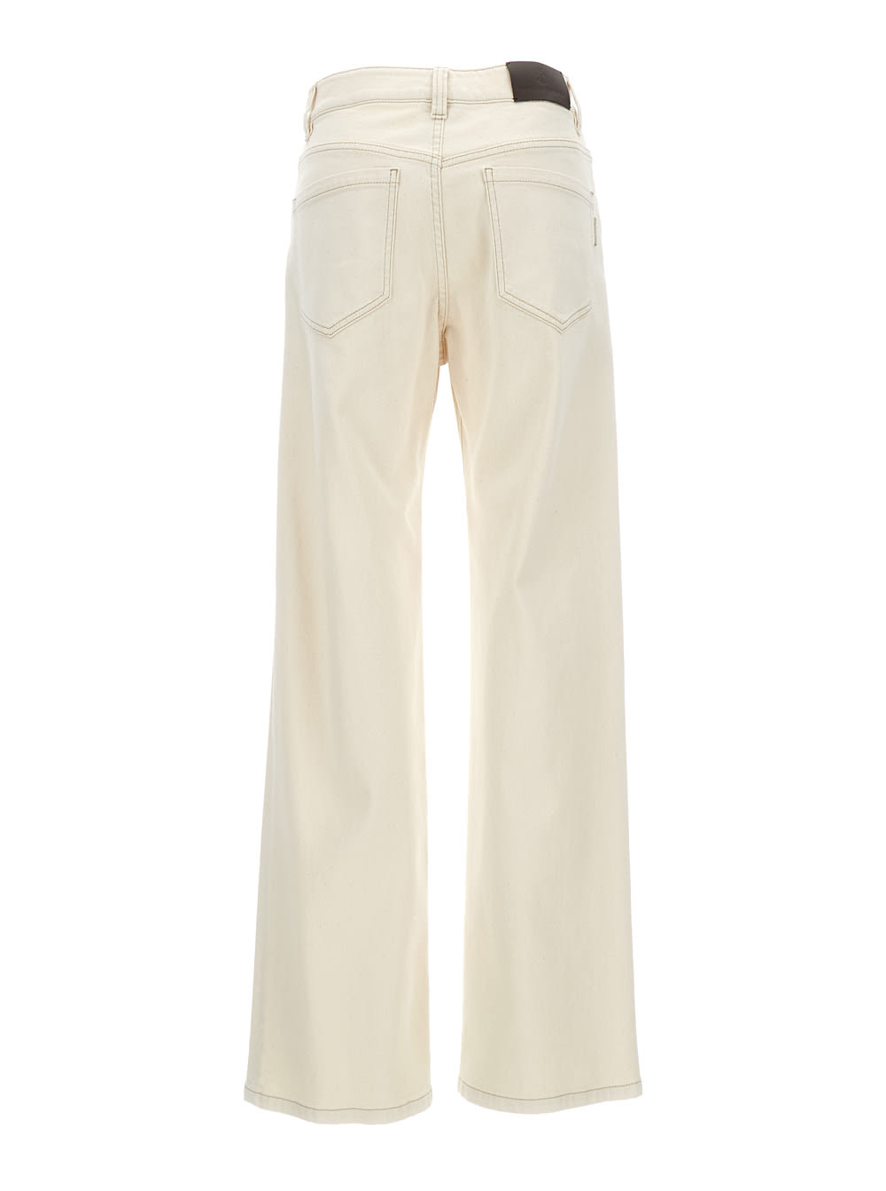 Shop Brunello Cucinelli White High-waisted Straight Leg Jeans In Cotton Woman