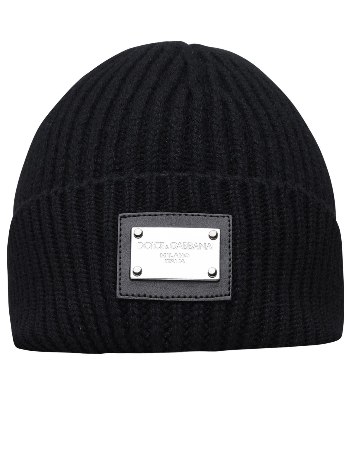 Shop Dolce & Gabbana Black Beanie In Virgin Wool