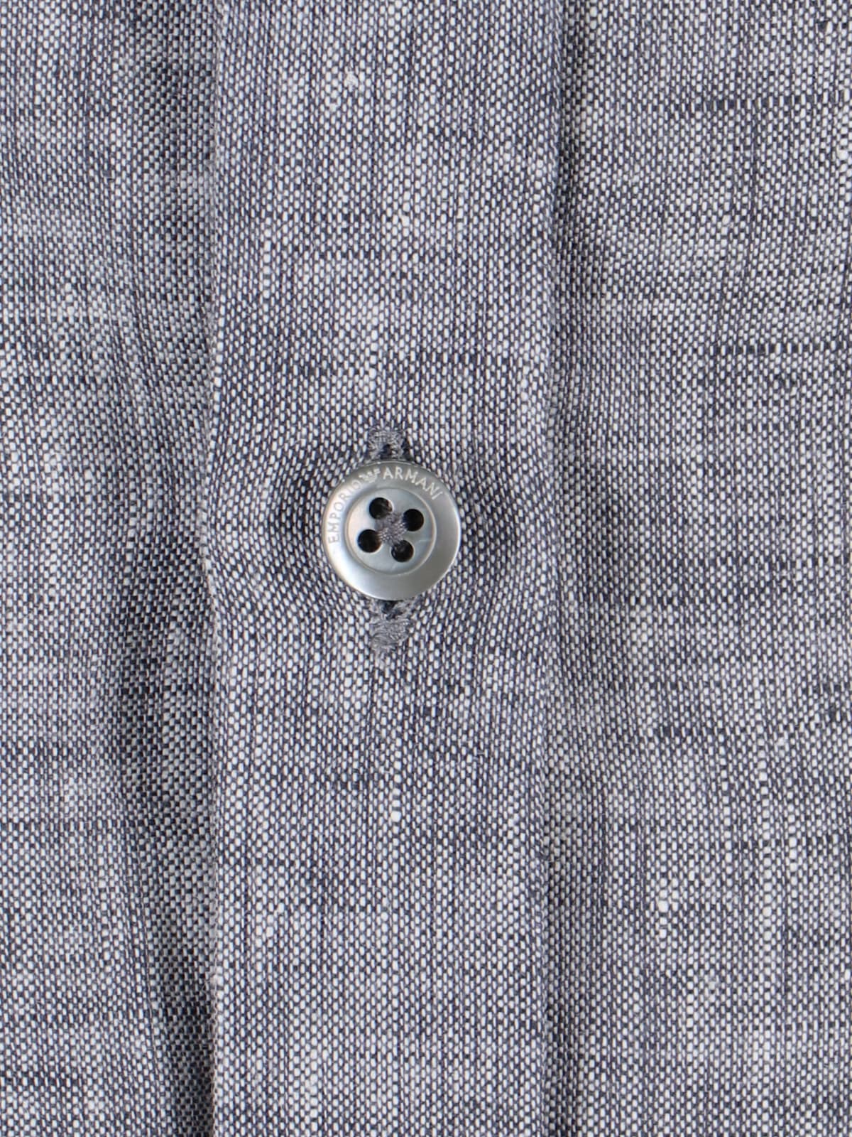 Shop Emporio Armani Mandarin Collar Shirt In Gray