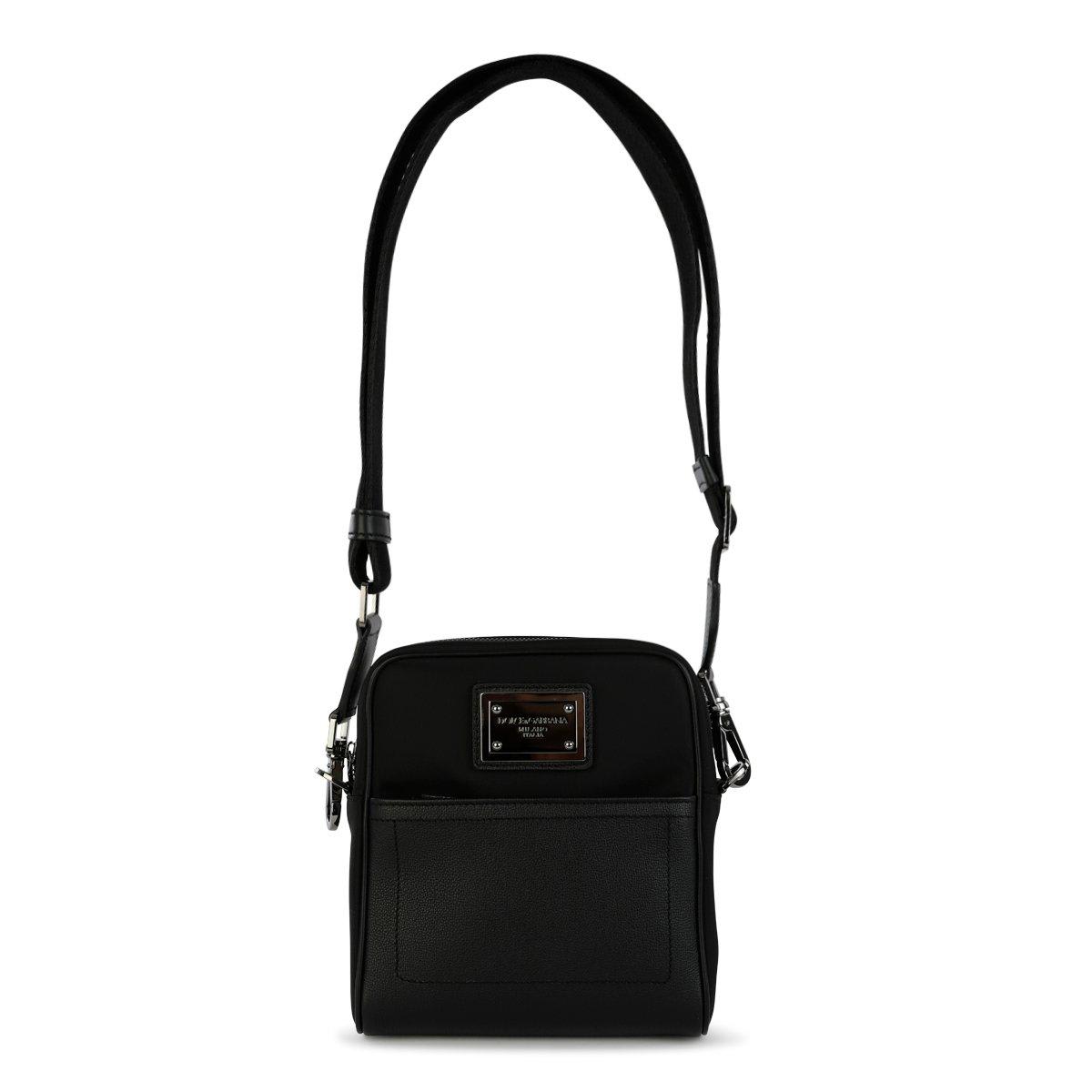 Shop Dolce & Gabbana Logo-plaque Zipped Messenger Bag In Black