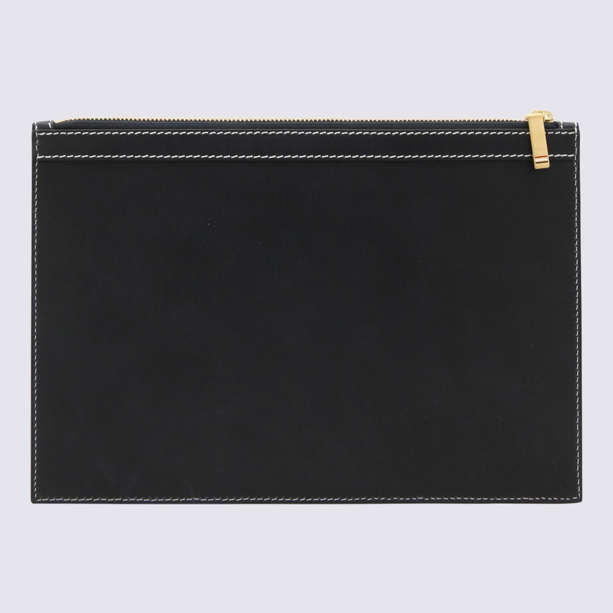 Shop Thom Browne Navy Leather Pouche In Blue