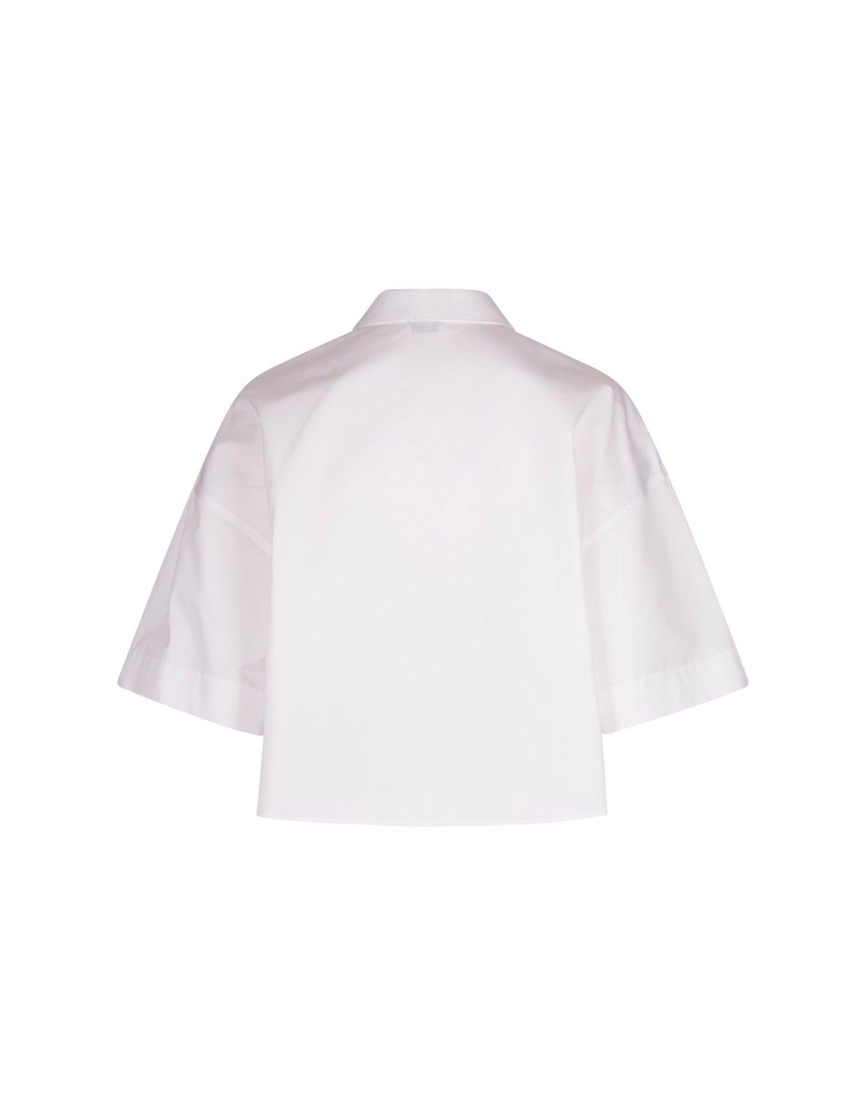 Shop Alexander Mcqueen Short-sleeved Cropped Shirt In Opticalwhite