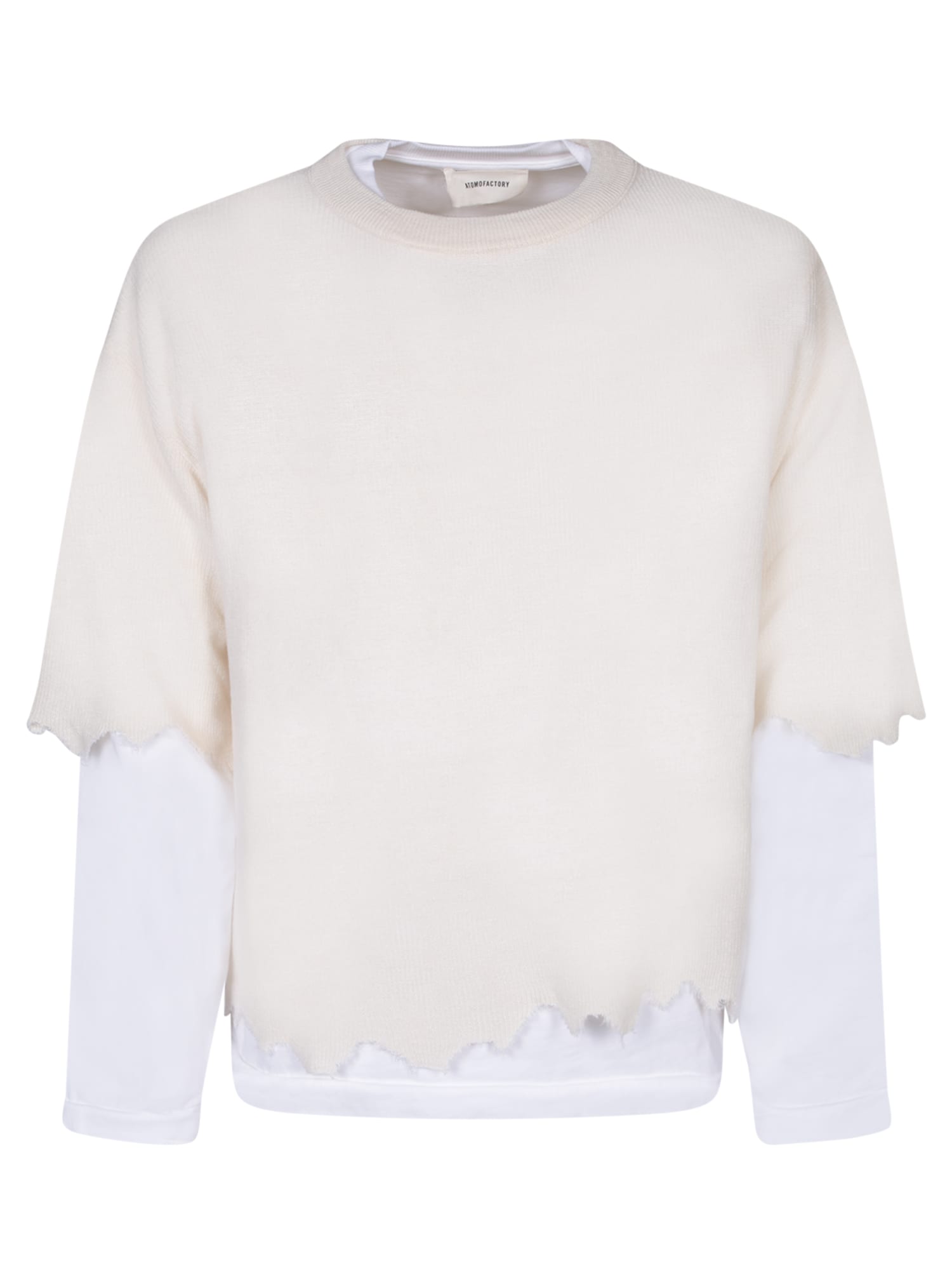 Shop Atomo Factory Cream Sweater With Slits In White