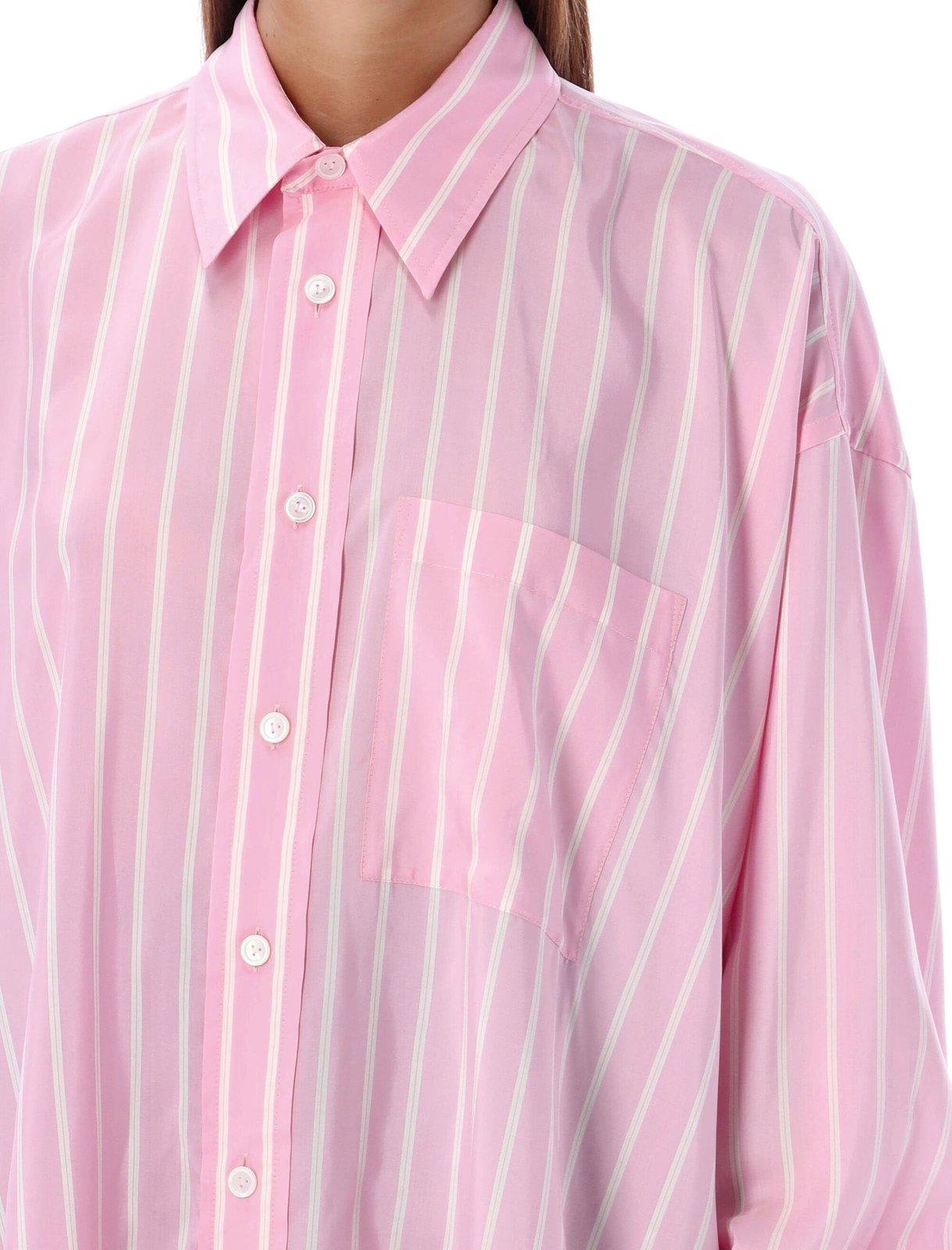 Shop Bottega Veneta Striped Oversize-fit Shirt In Pink