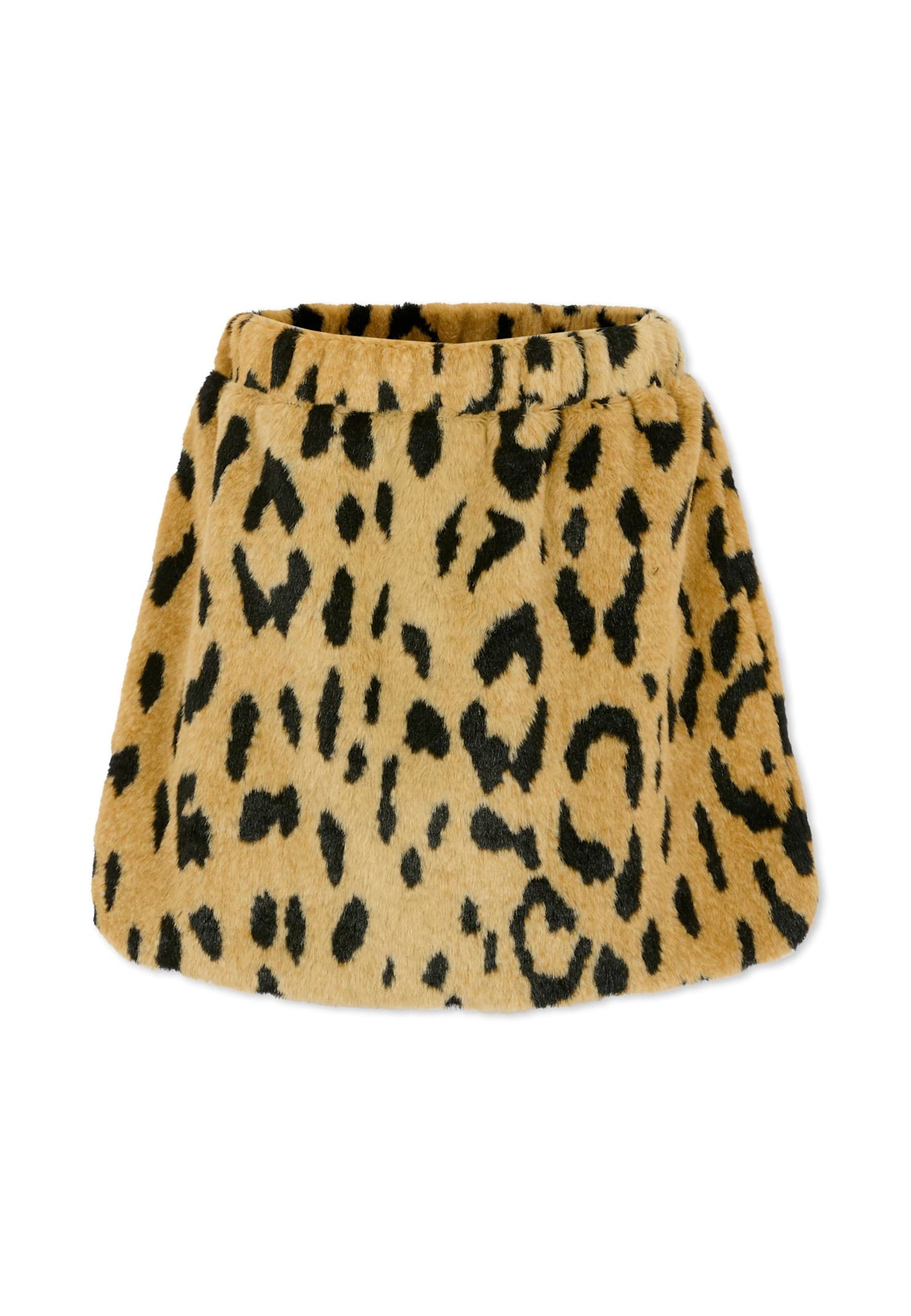 Msgm Brown Skirt For Girl With Spotted Print In Neutral