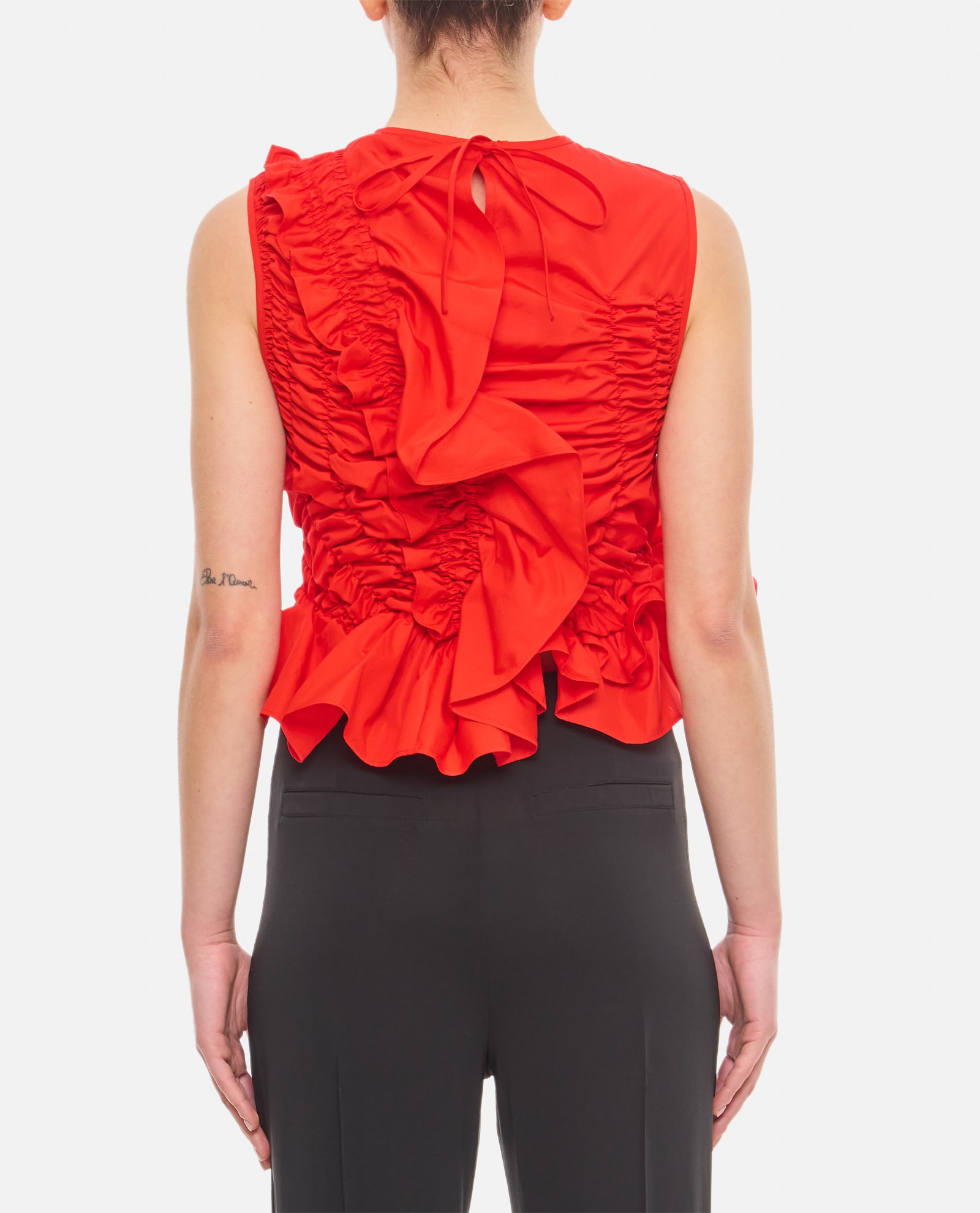 Shop Cecilie Bahnsen Geo Cotton Sleeveless Top In Red