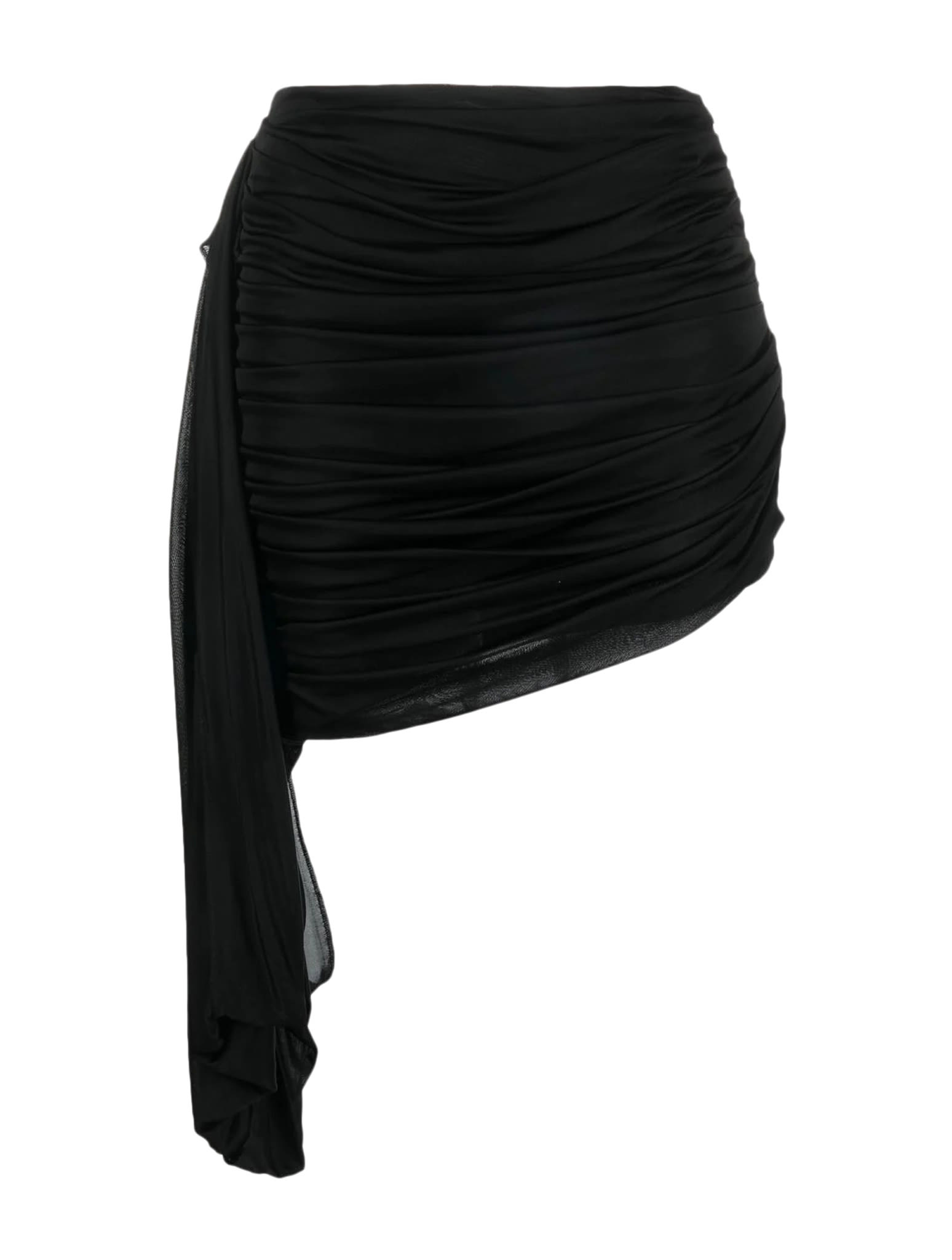 ANDREADAMO High-waiste Asymmetric Draped Midi Skirt