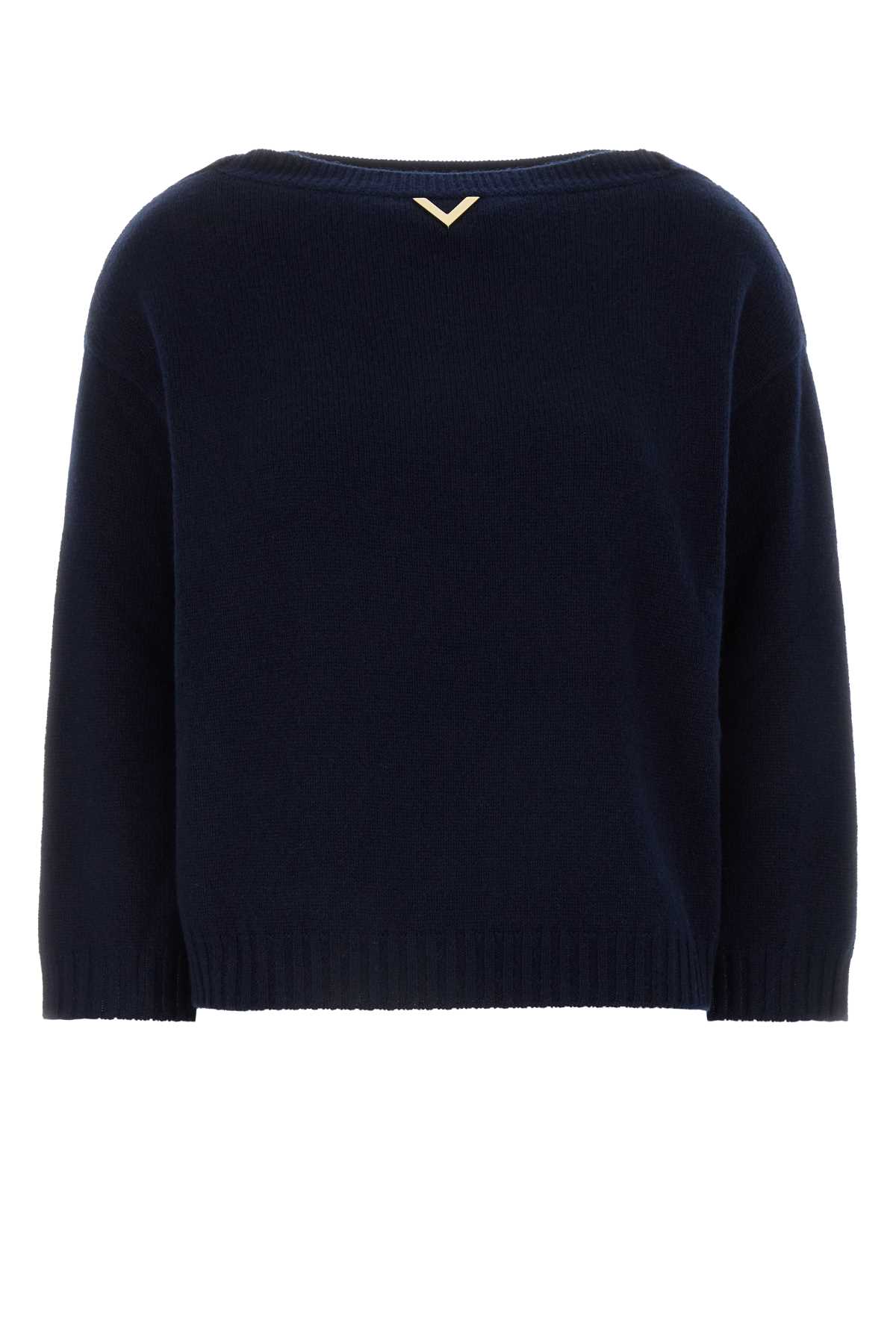 Shop Valentino Navy Blue Cashmere Sweater