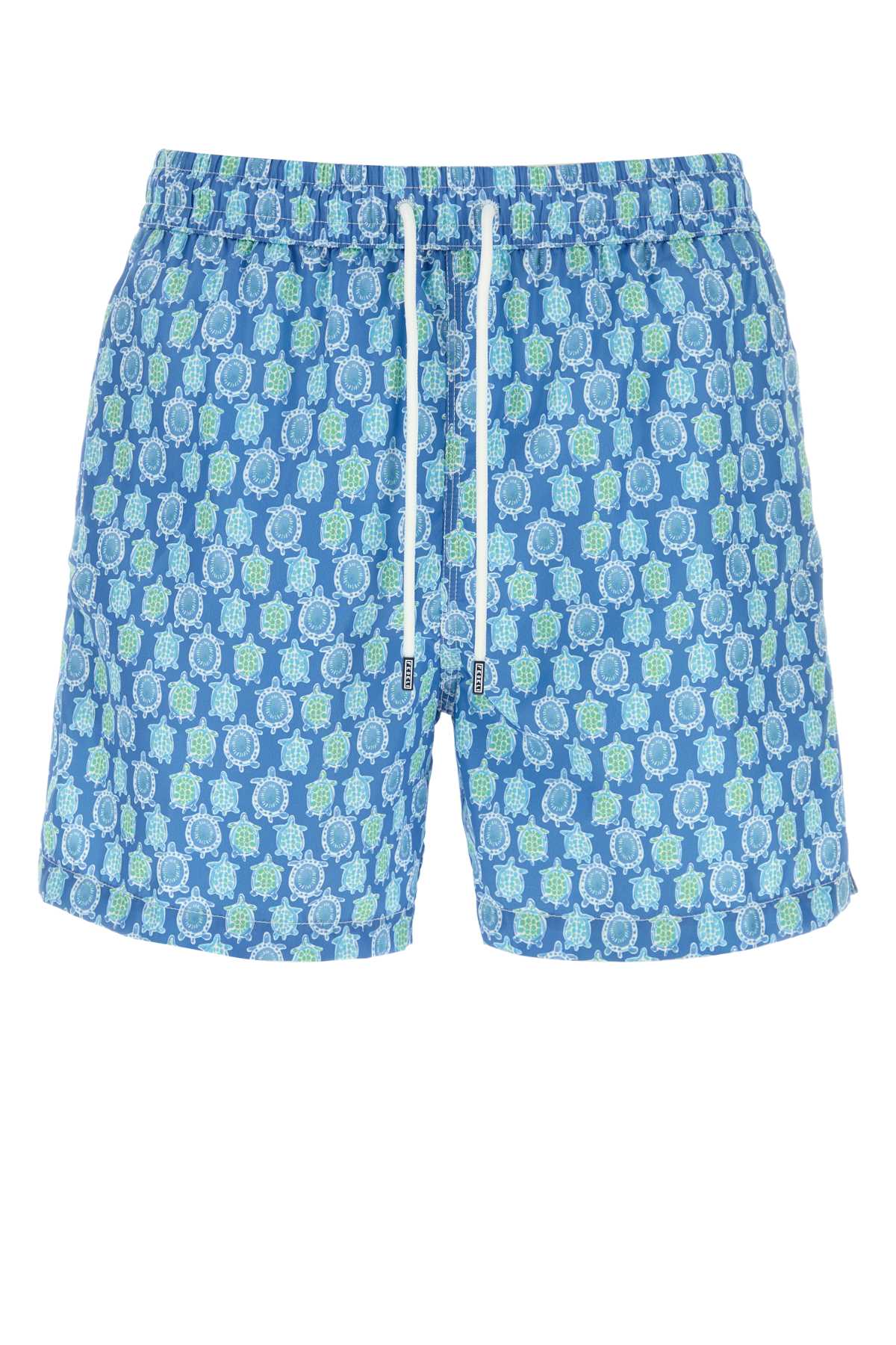 Fedeli Printed Polyester Swimming Shorts In Blue