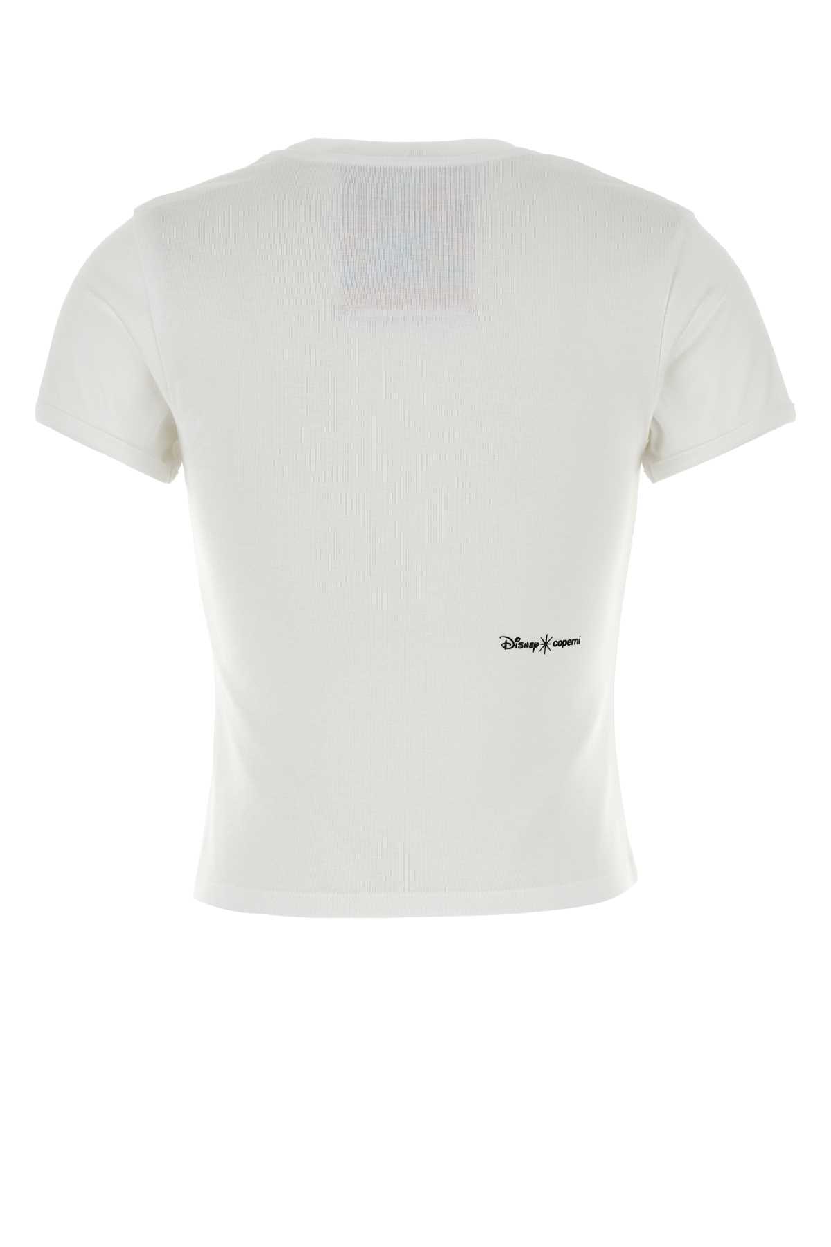Coperni White Crewneck T-shirt With Maxi Print On The Front And Logo Print On The Rear In Cotton Woman