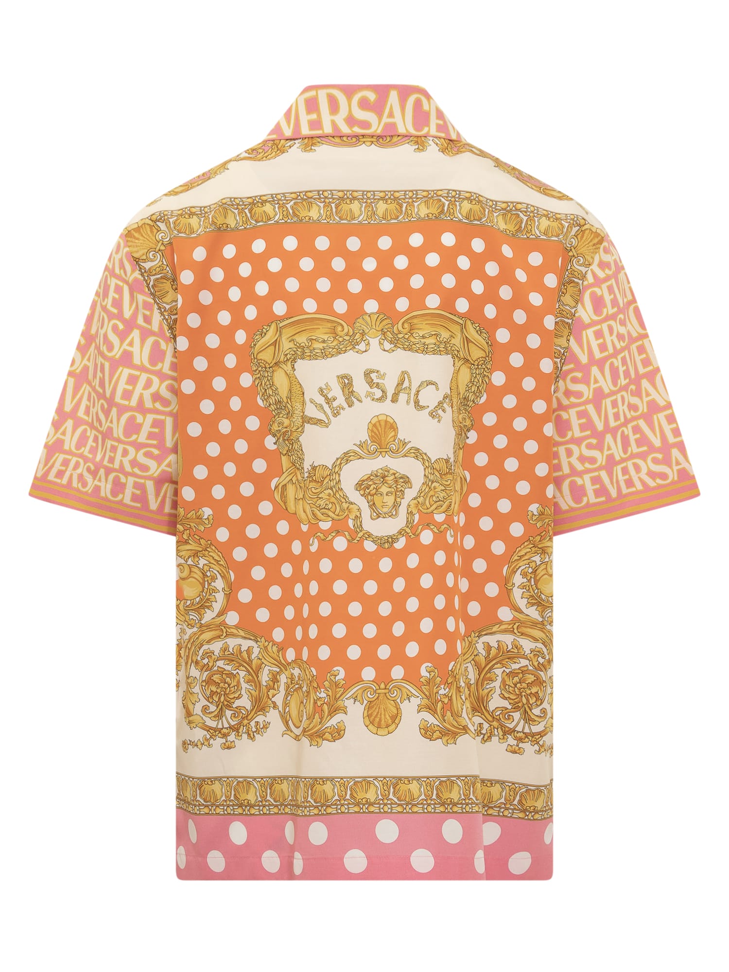 Shop Versace Polka Dot Shirt In Rosa-avorio