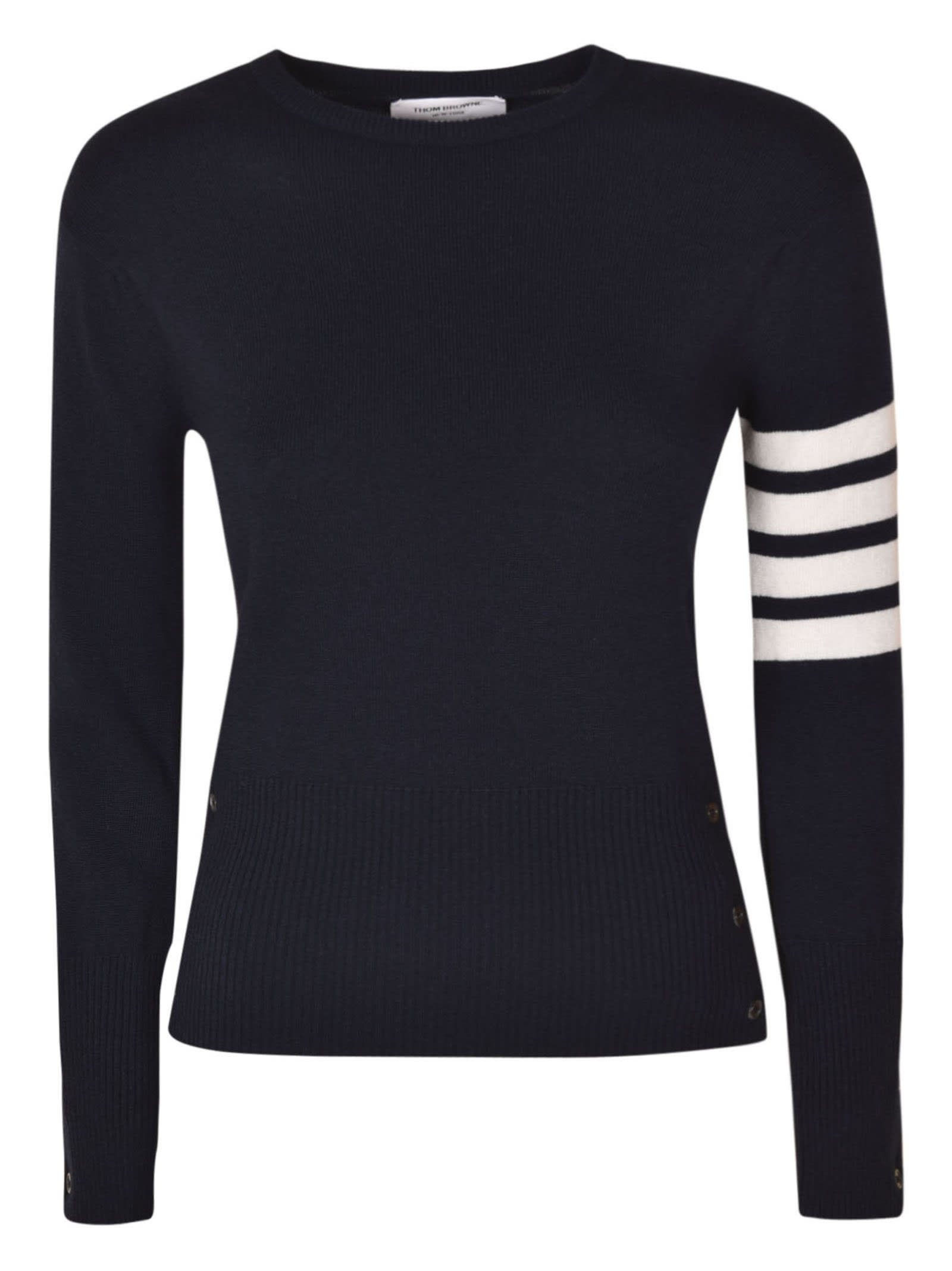 Thom Browne Stripe Detail Ribbed Plain Sweater