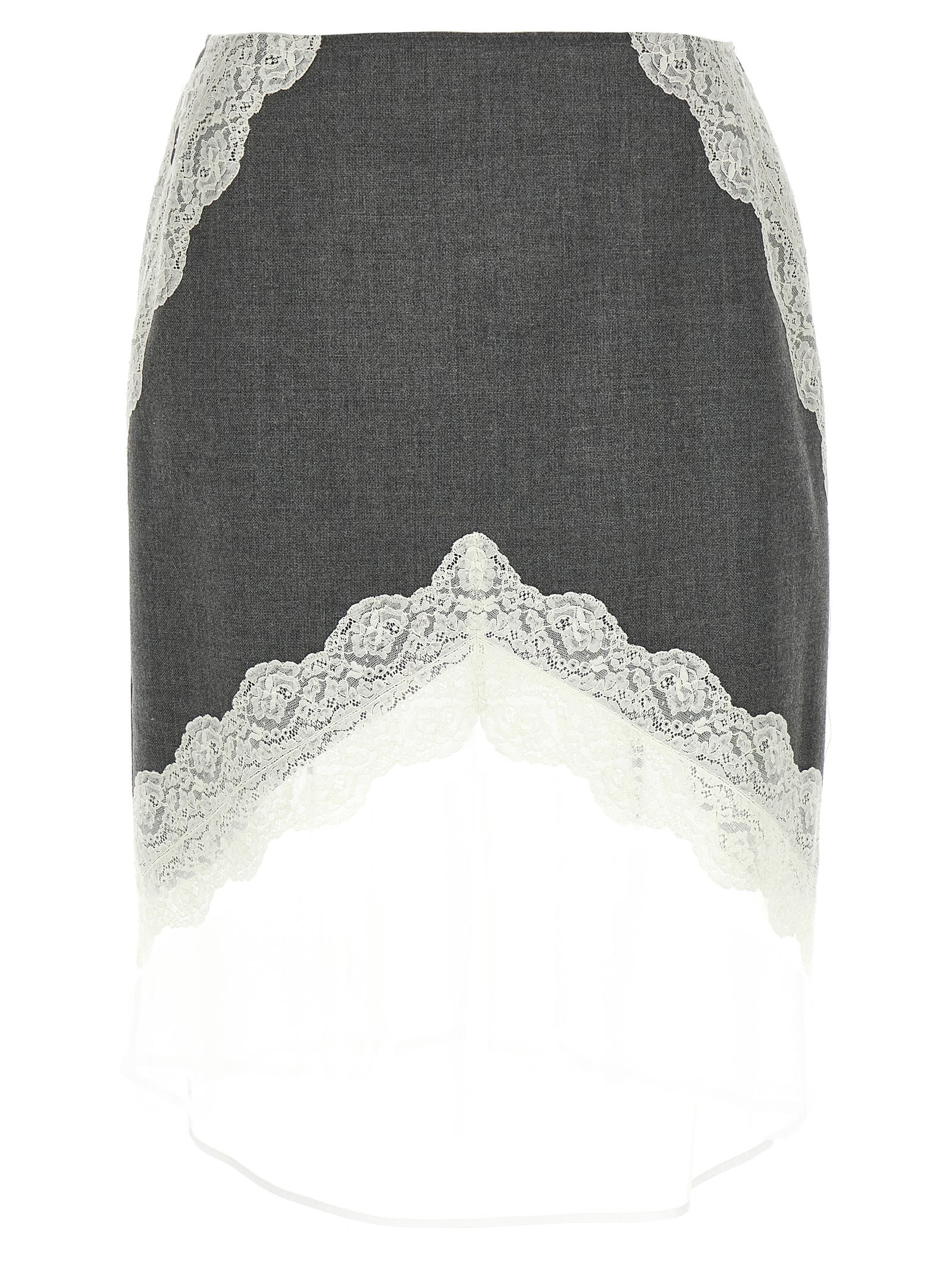 Jil Sander Organza Lace Wool Skirt Skirts Gray In Gray