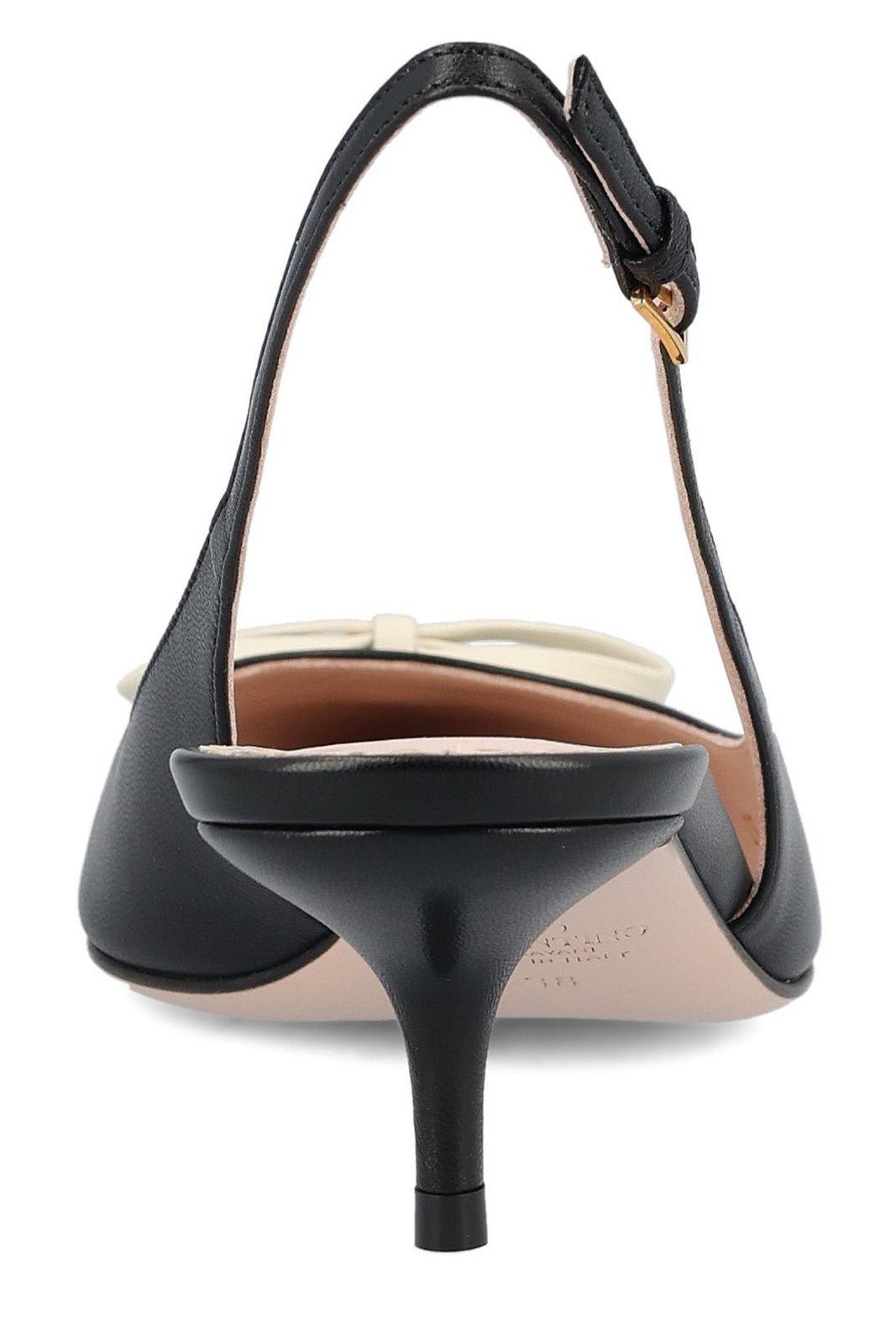 Valentino Bepointy 45 Bow-embellished Leather Slingback Pumps In Black