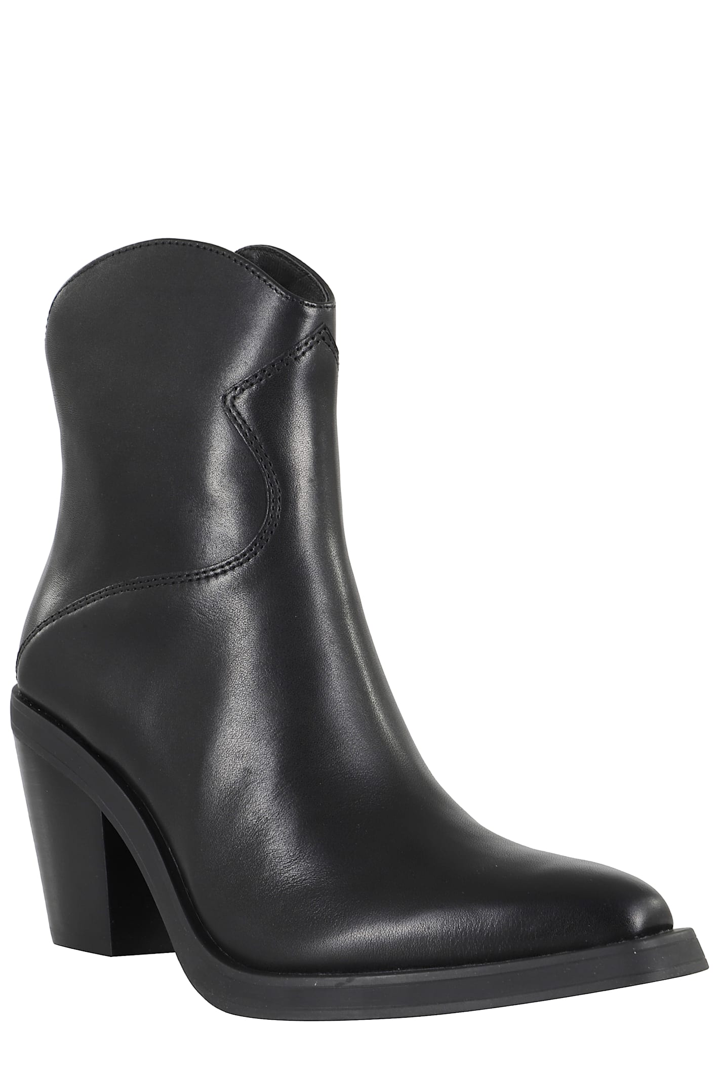 Ash Ankle Boots With Smooth Leather Upper In Black