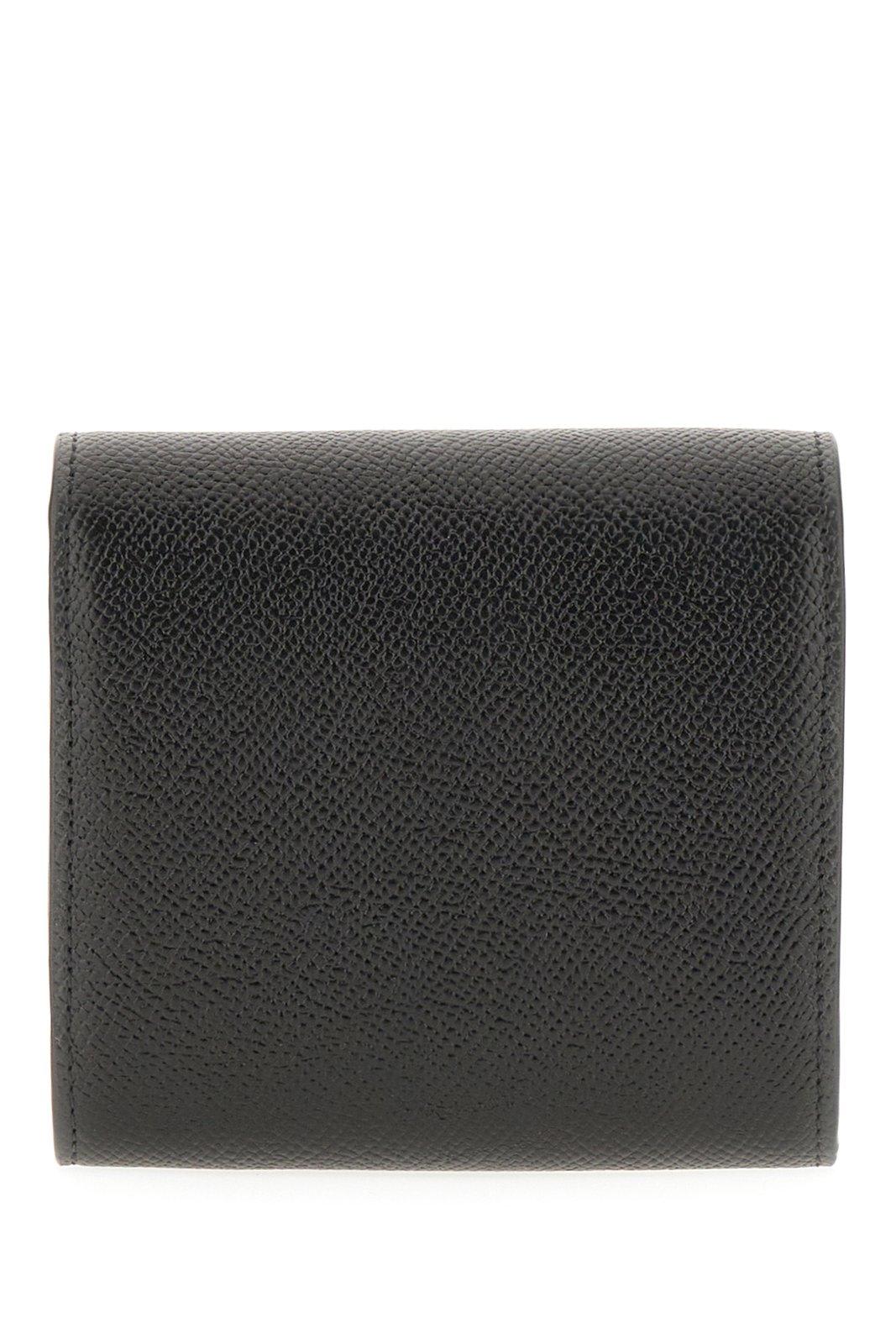 Shop Ami Alexandre Mattiussi Logo Plaque Tri-fold Wallet In Noir/argent Vibre